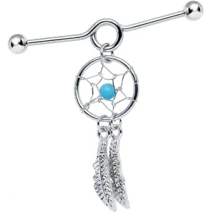 14 Gauge Faux Turquoise Southwest Dreamcatcher Dangle Project Bar 38mm