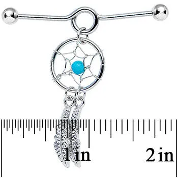14 Gauge Faux Turquoise Southwest Dreamcatcher Dangle Project Bar 38mm