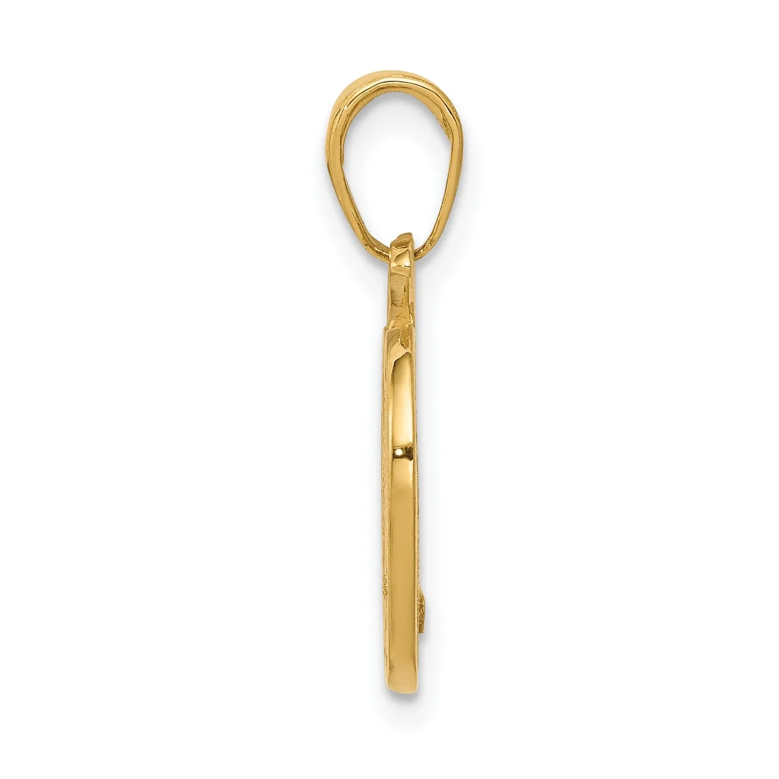 14k Yellow Gold Solid Polished Textured Finish NEW YORK City Skyline in Apple Shape Design Charm Pendant