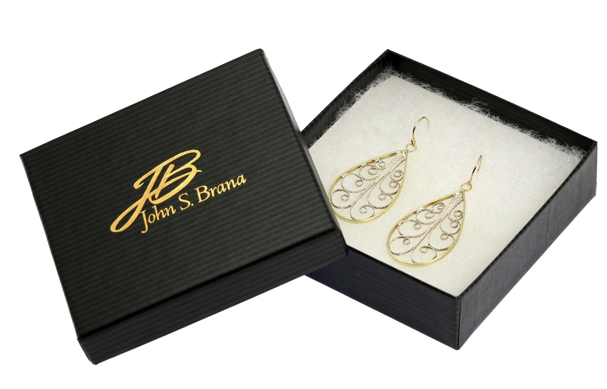 18K Gold Filigree Tear Drop Earrings