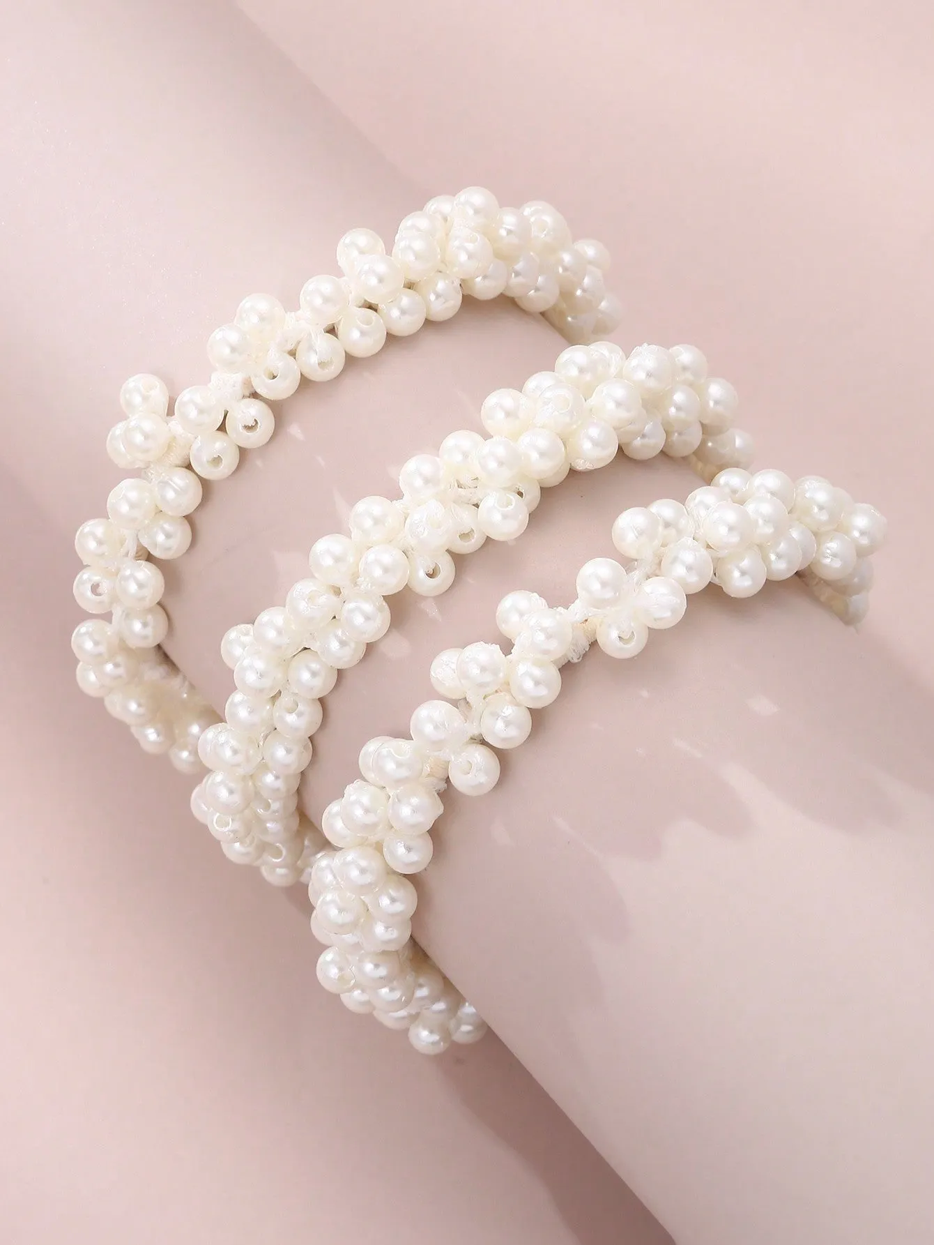 3pcs French Faux Pearl Hair Ties