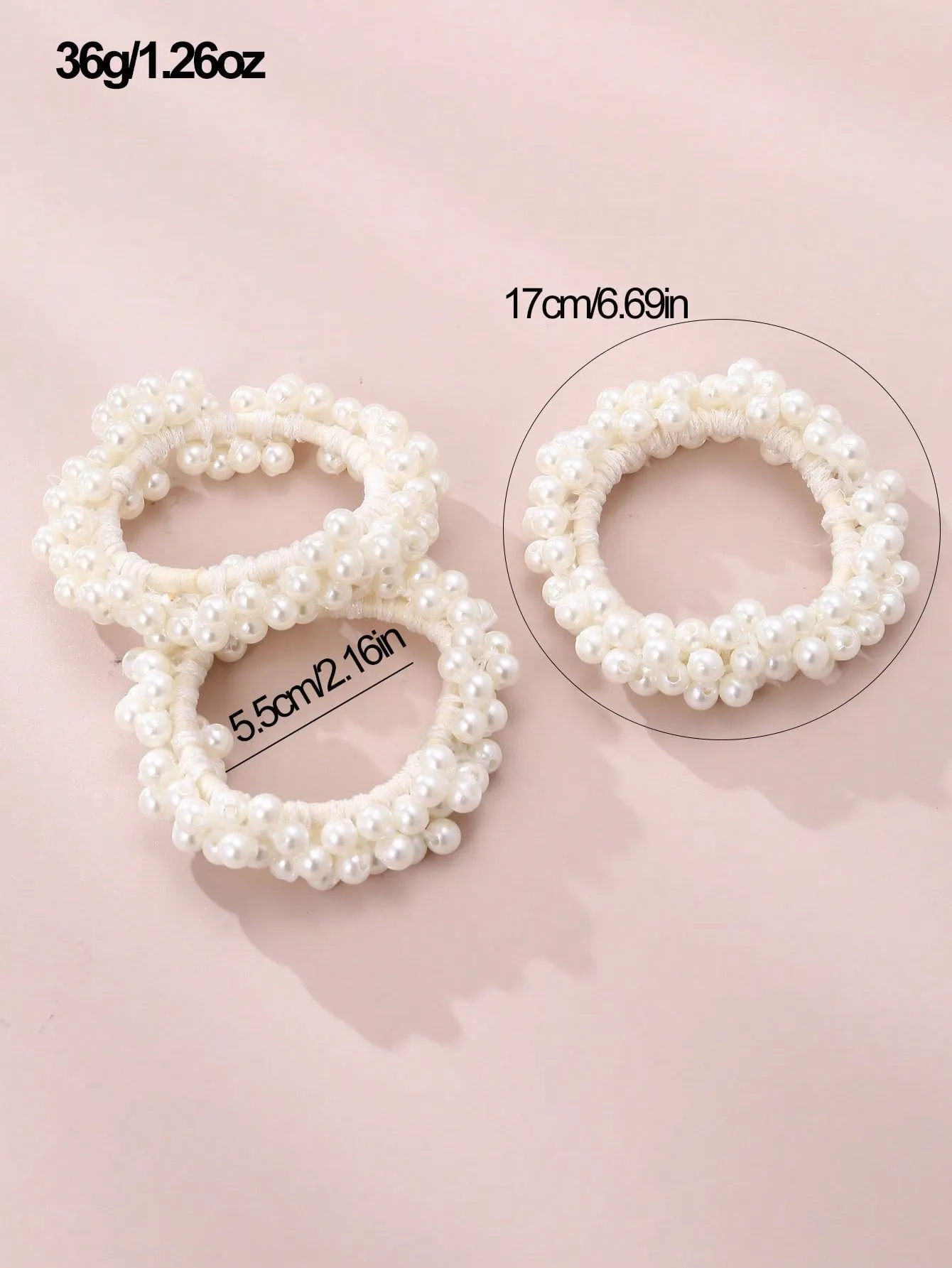 3pcs French Faux Pearl Hair Ties