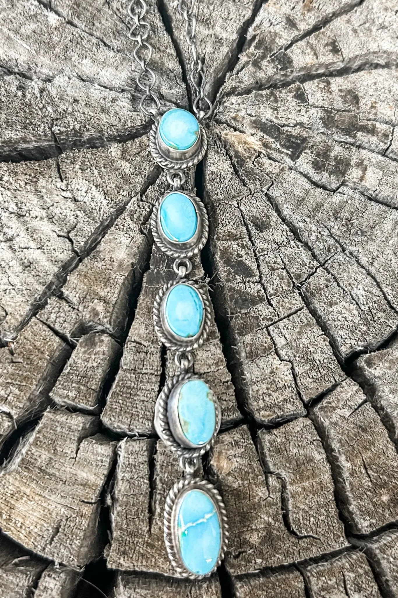 5 Stone Turquoise Lariat Necklace