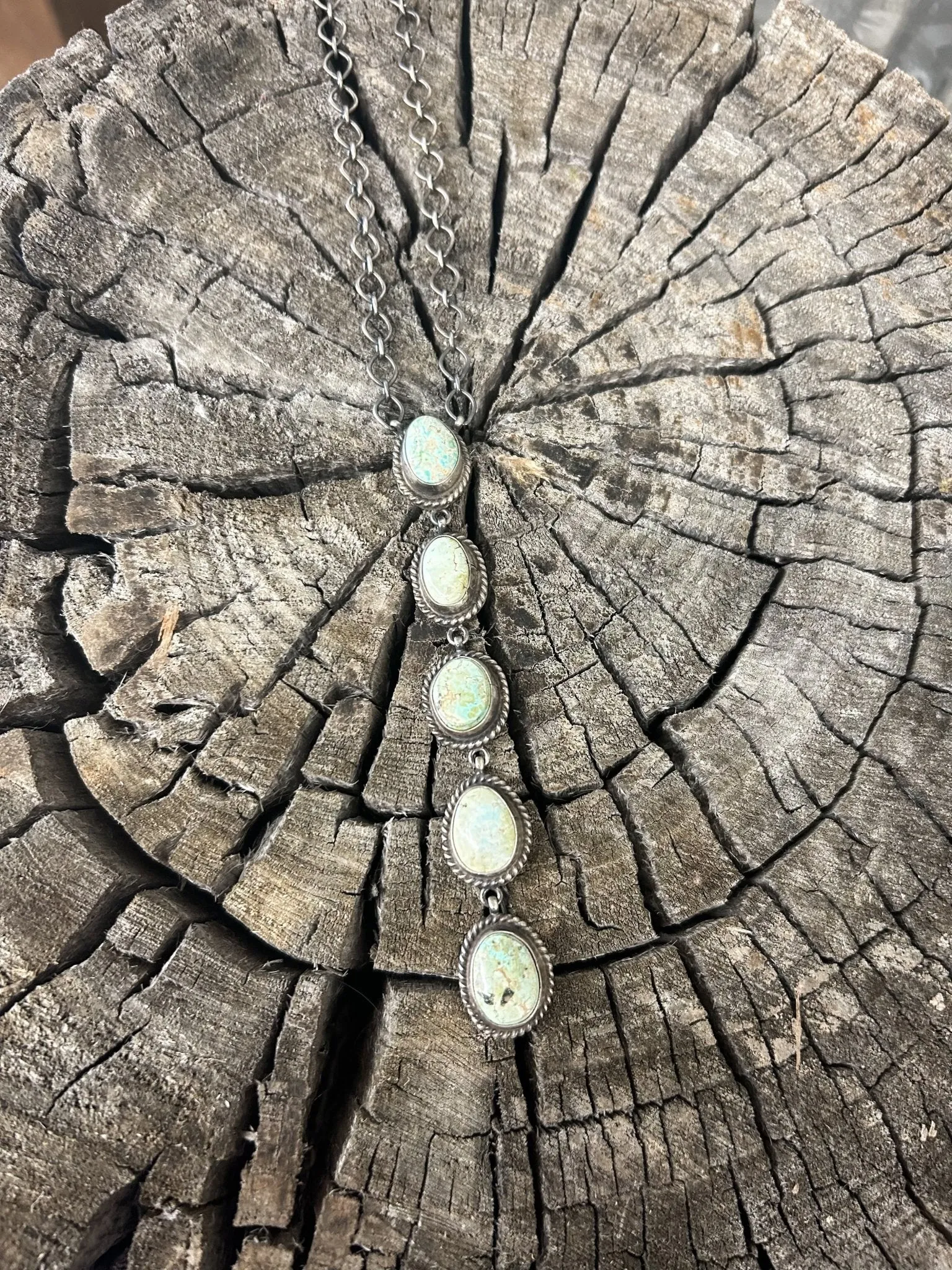 5 Stone Turquoise Lariat Necklace