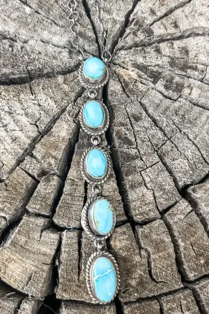 5 Stone Turquoise Lariat Necklace