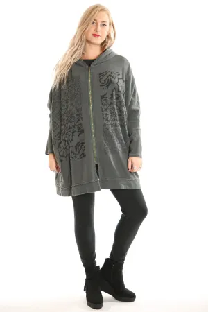 5235B Hoodie Jacket Distressed Army Green- Printed
