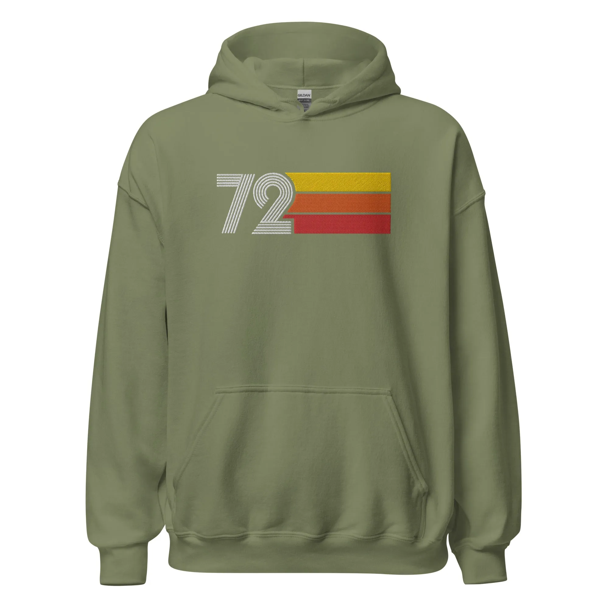 72 - Retro Tri-Line Large Embroidery Unisex Hoodie