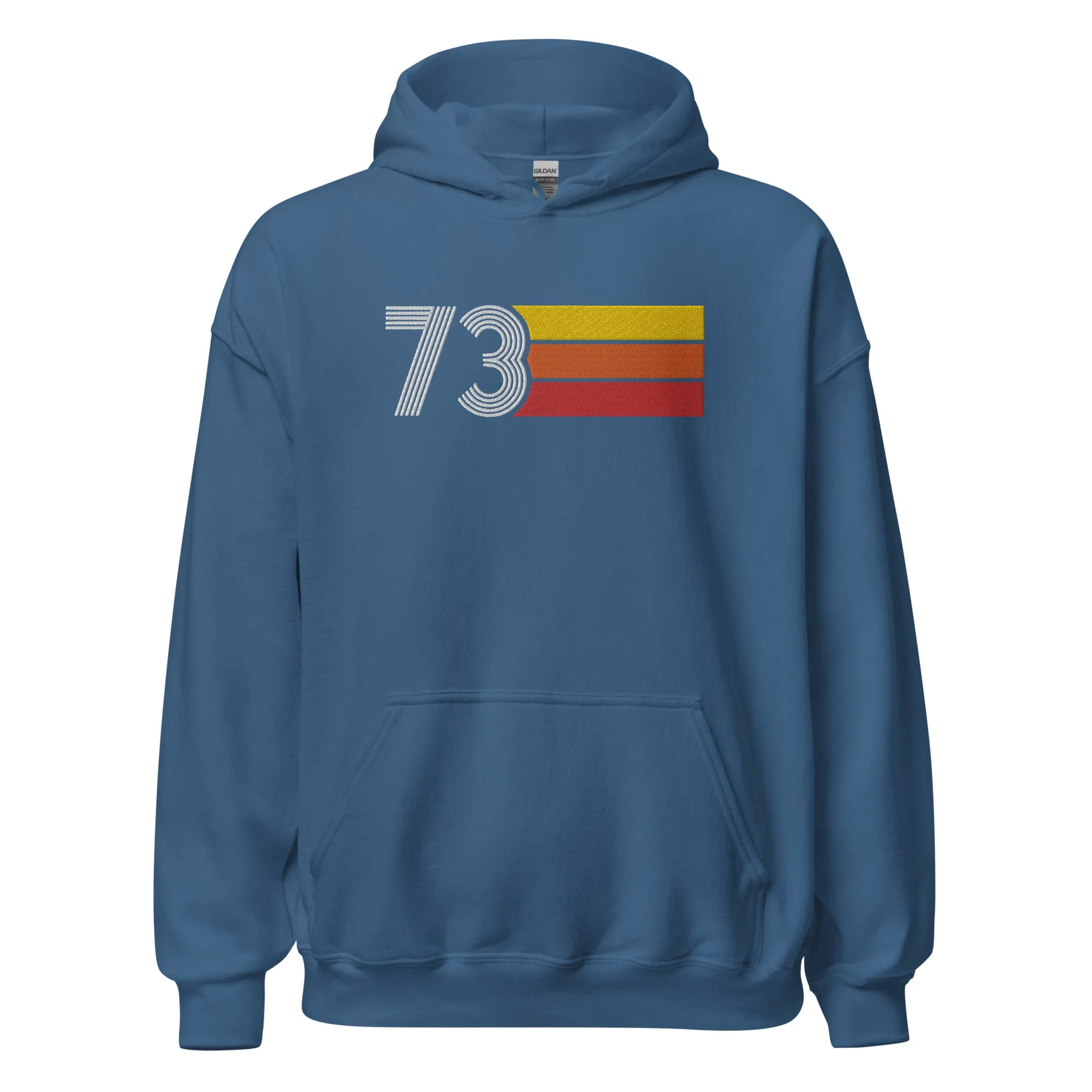 73 - Retro Tri-Line Large Embroidery Unisex Hoodie