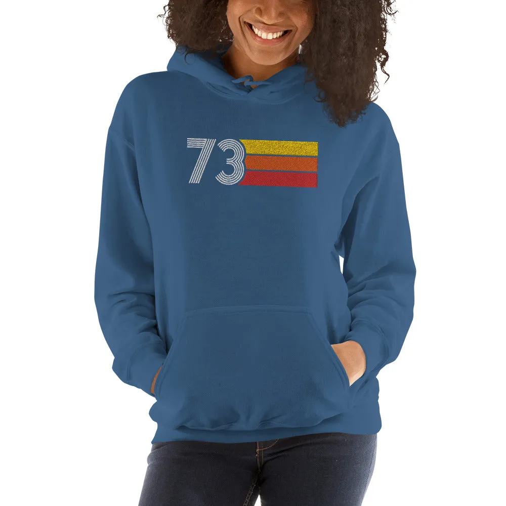73 - Retro Tri-Line Large Embroidery Unisex Hoodie