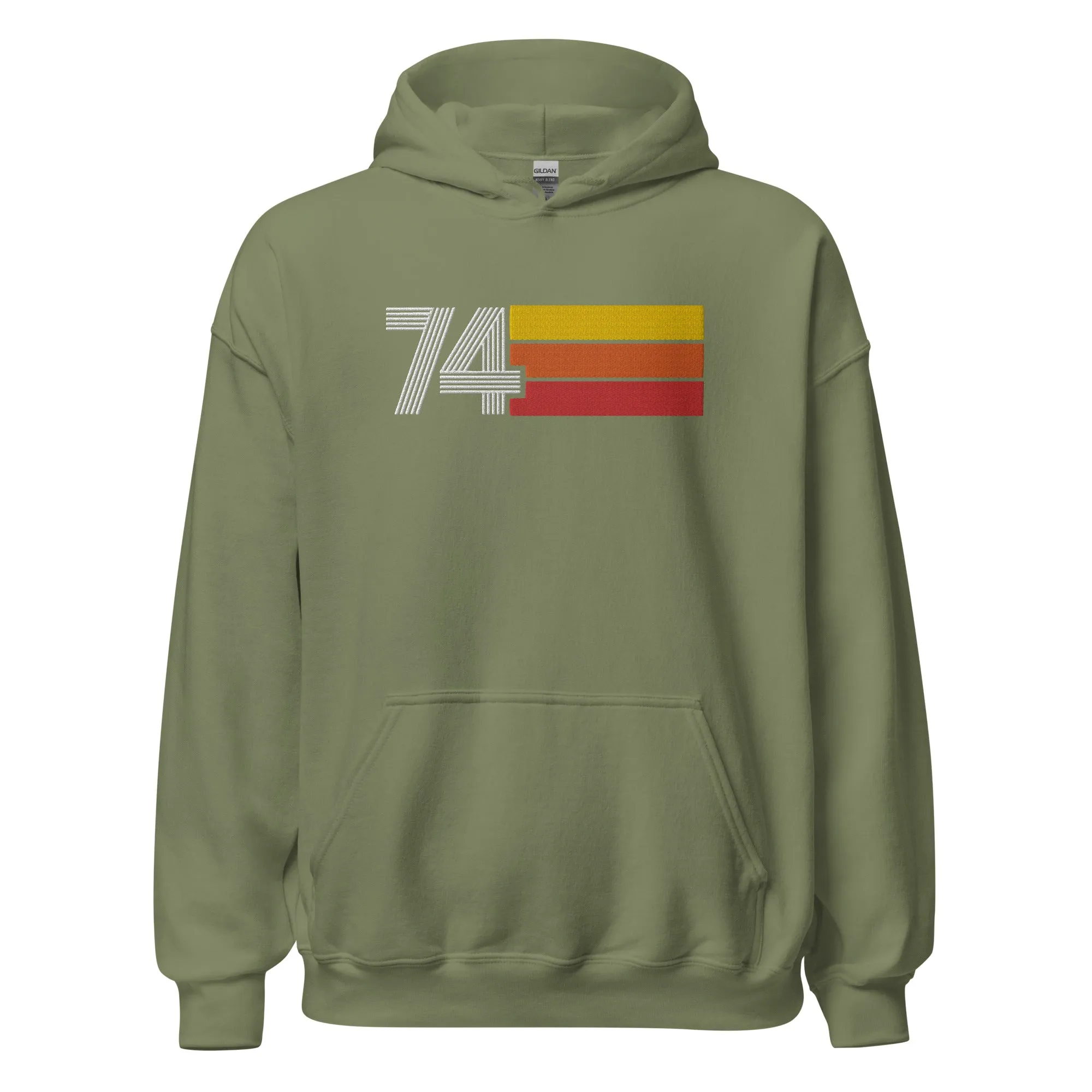 74 - Retro Tri-Line Large Embroidery Unisex Hoodie