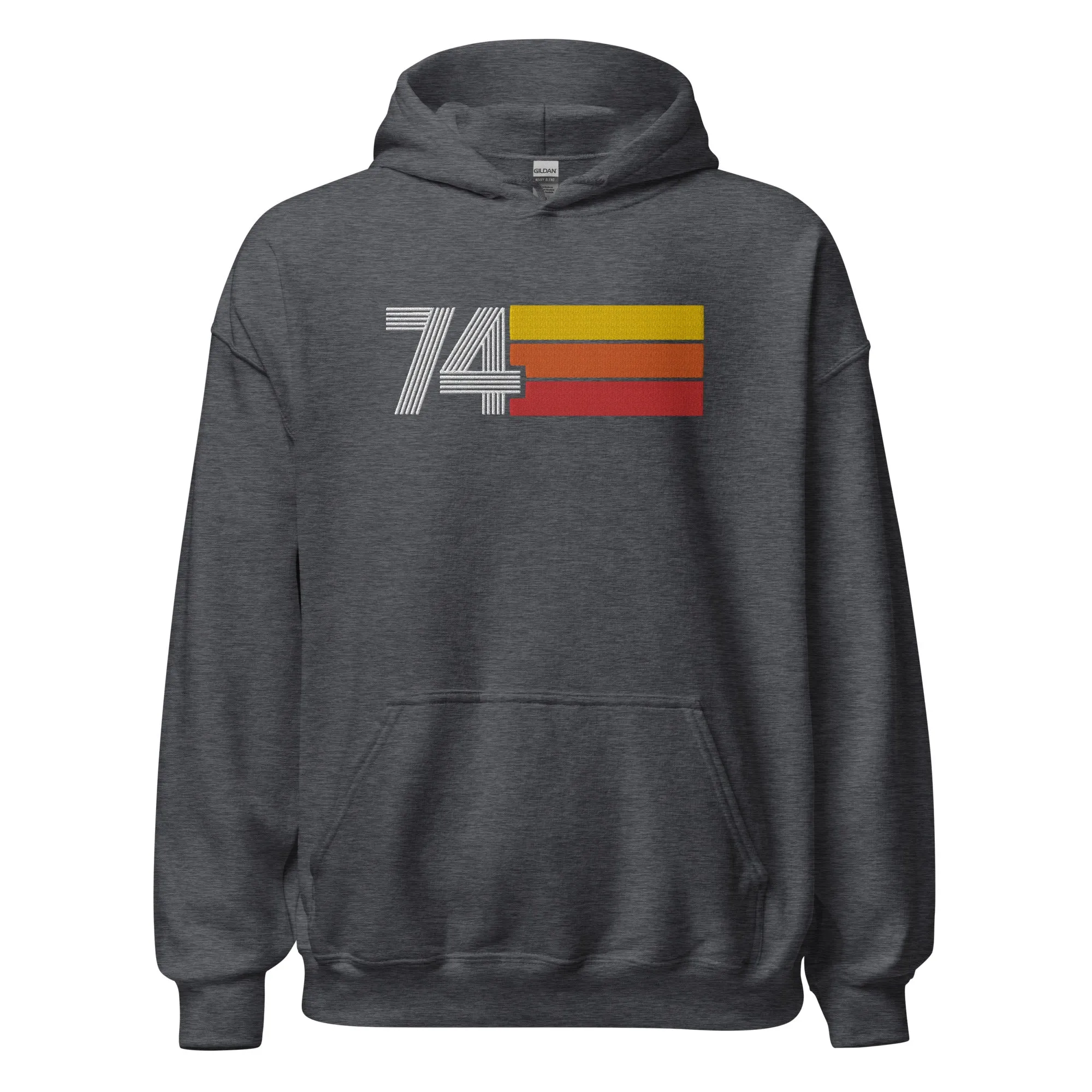 74 - Retro Tri-Line Large Embroidery Unisex Hoodie