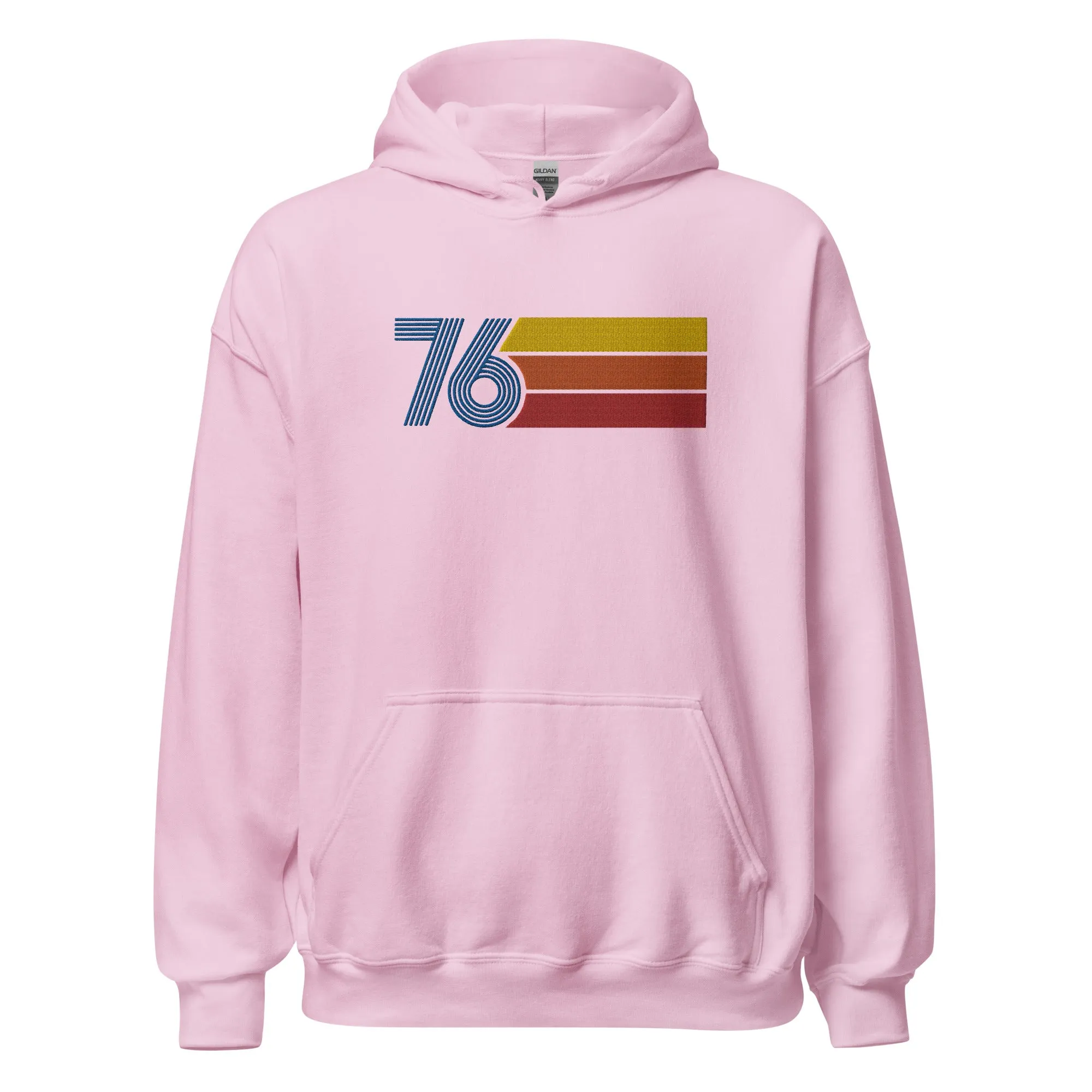 76 - Retro Tri-Line Large Embroidery Unisex Hoodie