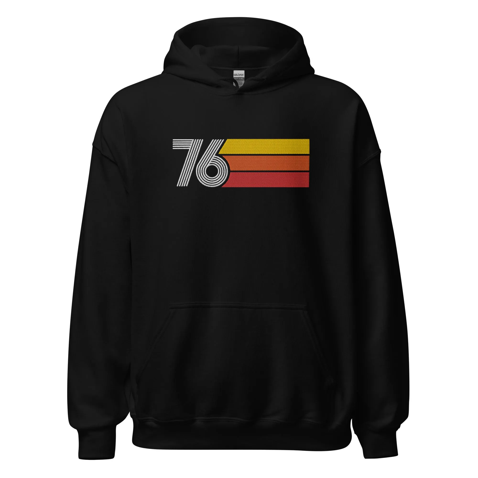 76 - Retro Tri-Line Large Embroidery Unisex Hoodie