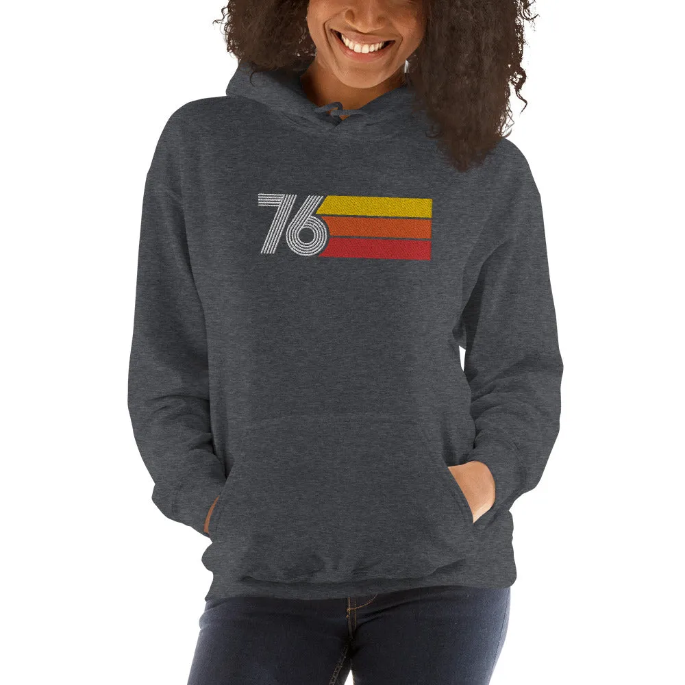 76 - Retro Tri-Line Large Embroidery Unisex Hoodie