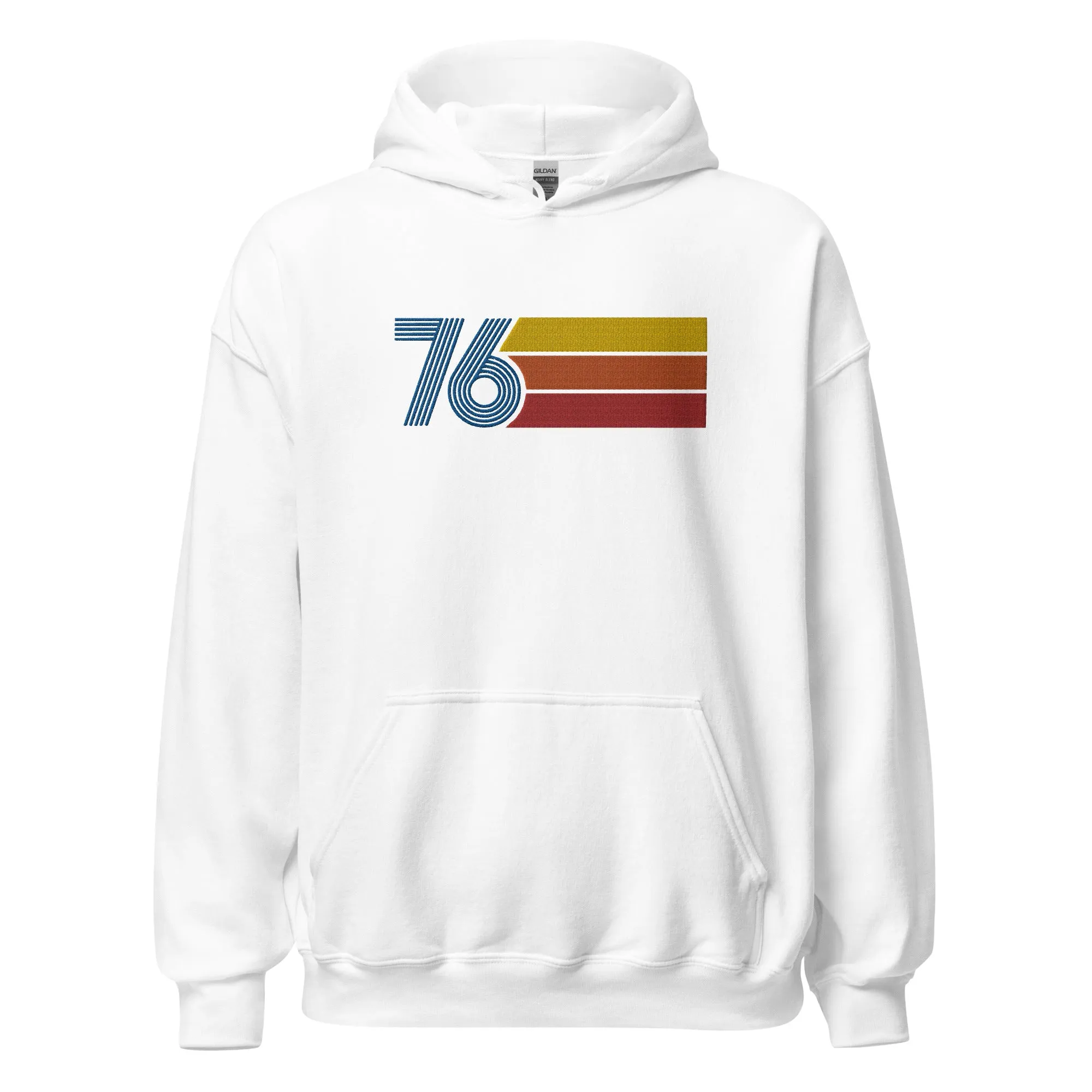 76 - Retro Tri-Line Large Embroidery Unisex Hoodie