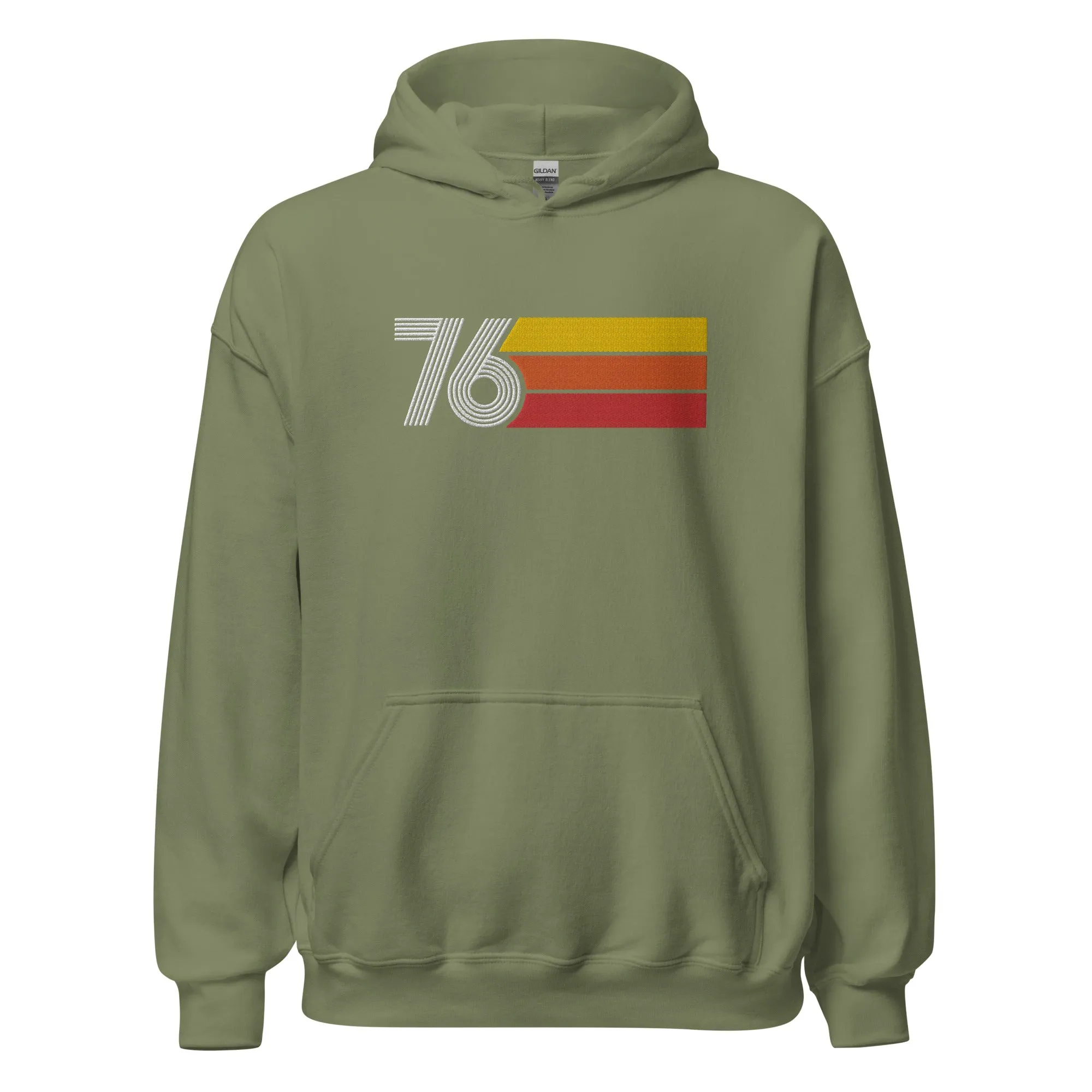 76 - Retro Tri-Line Large Embroidery Unisex Hoodie