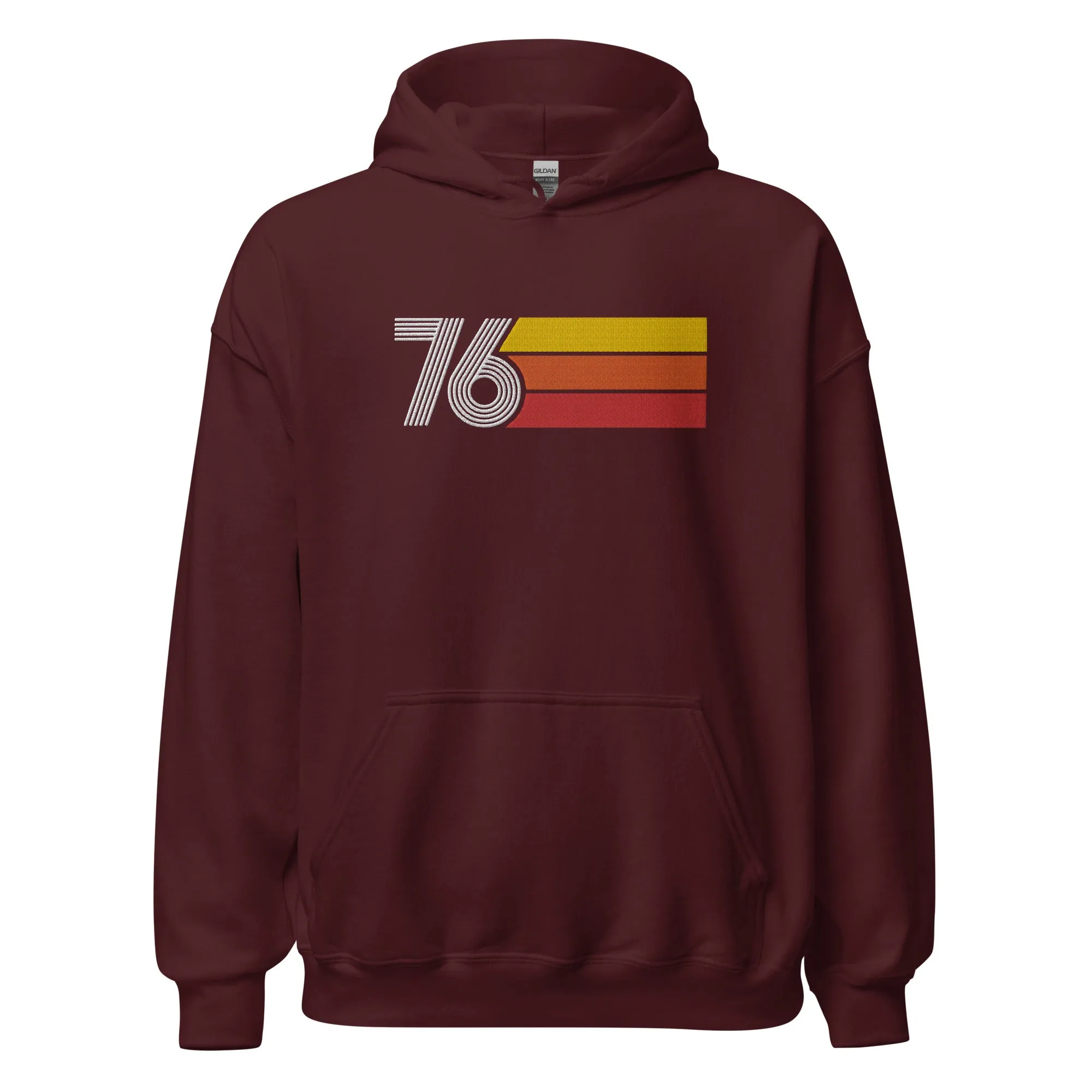 76 - Retro Tri-Line Large Embroidery Unisex Hoodie