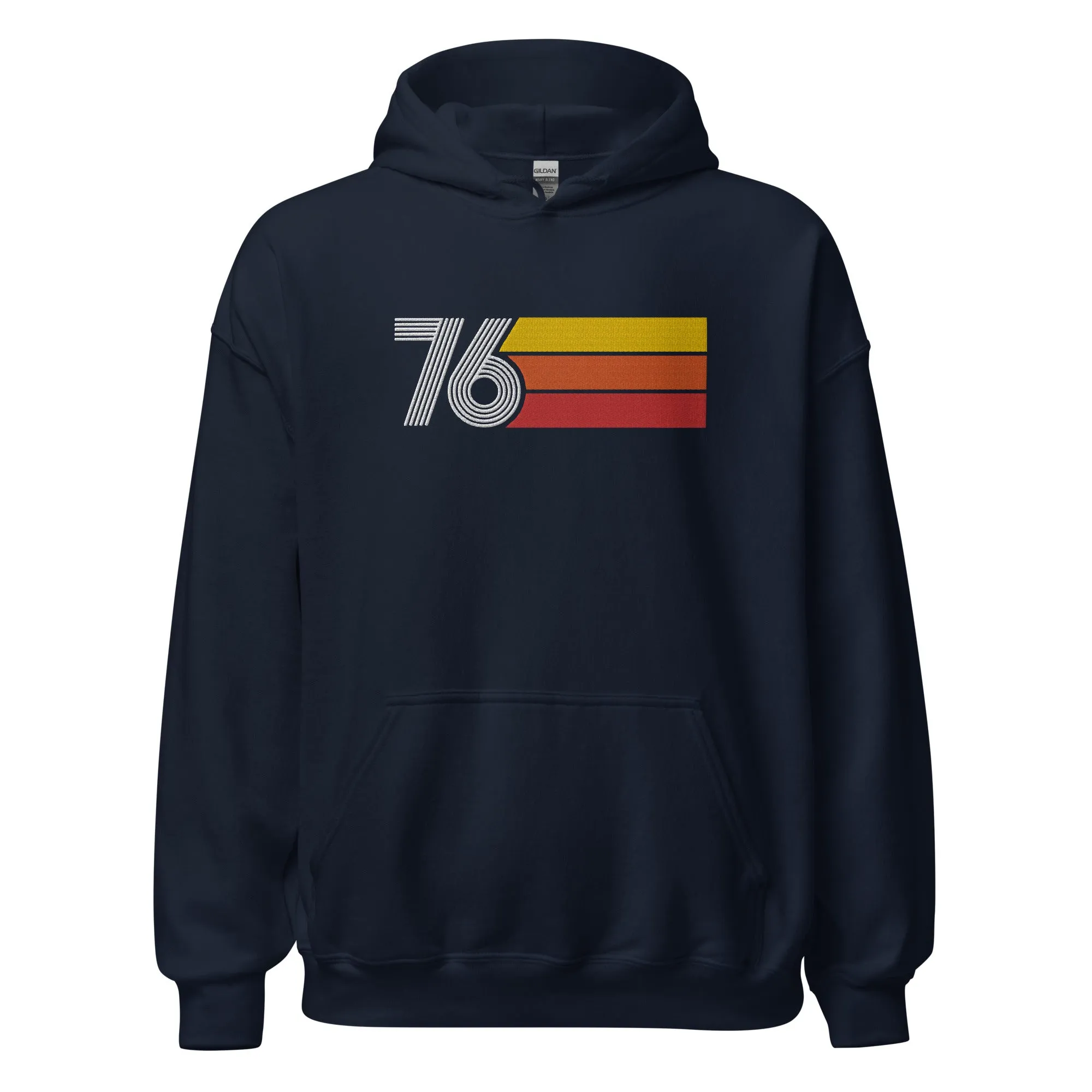 76 - Retro Tri-Line Large Embroidery Unisex Hoodie