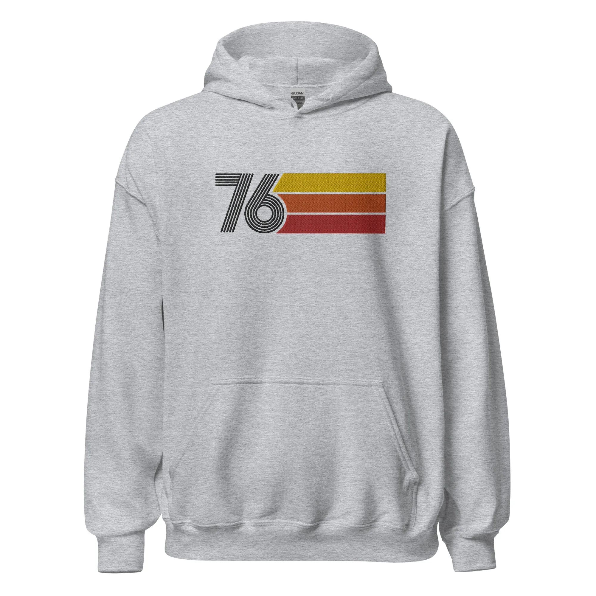 76 - Retro Tri-Line Large Embroidery Unisex Hoodie