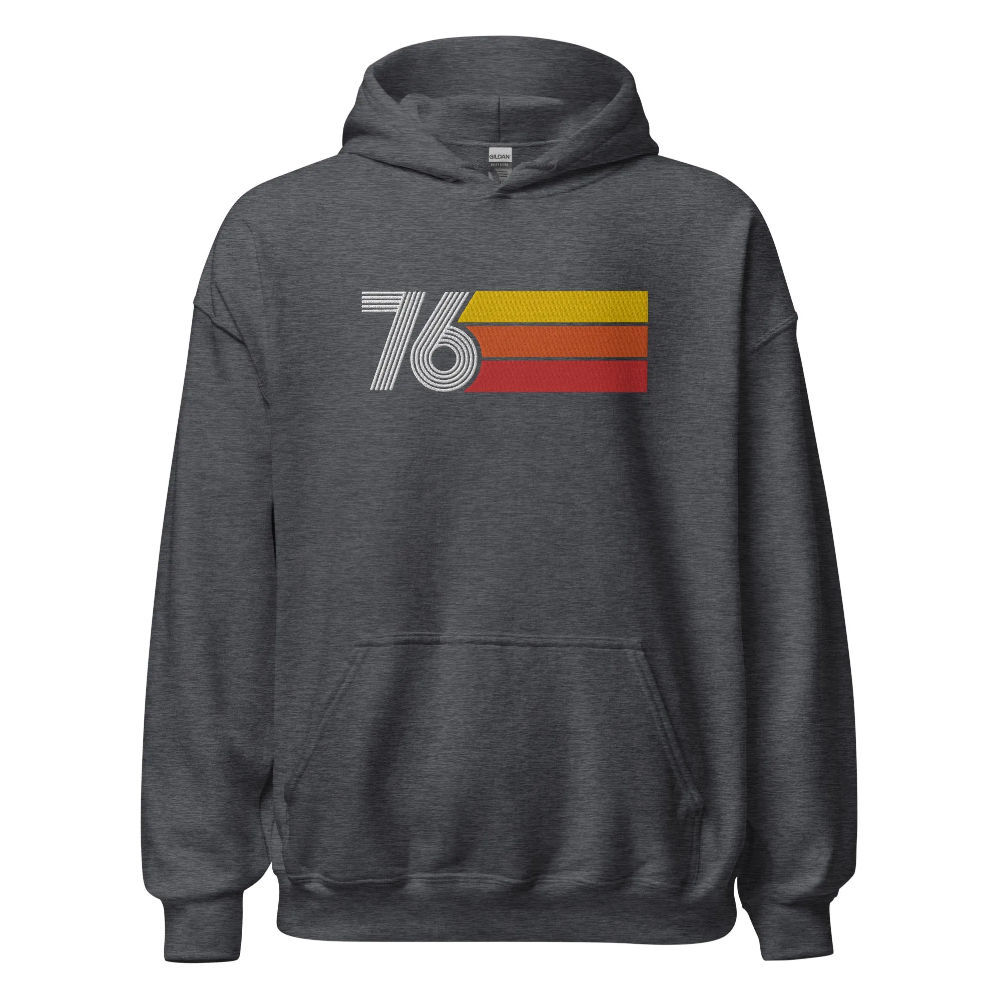 76 - Retro Tri-Line Large Embroidery Unisex Hoodie