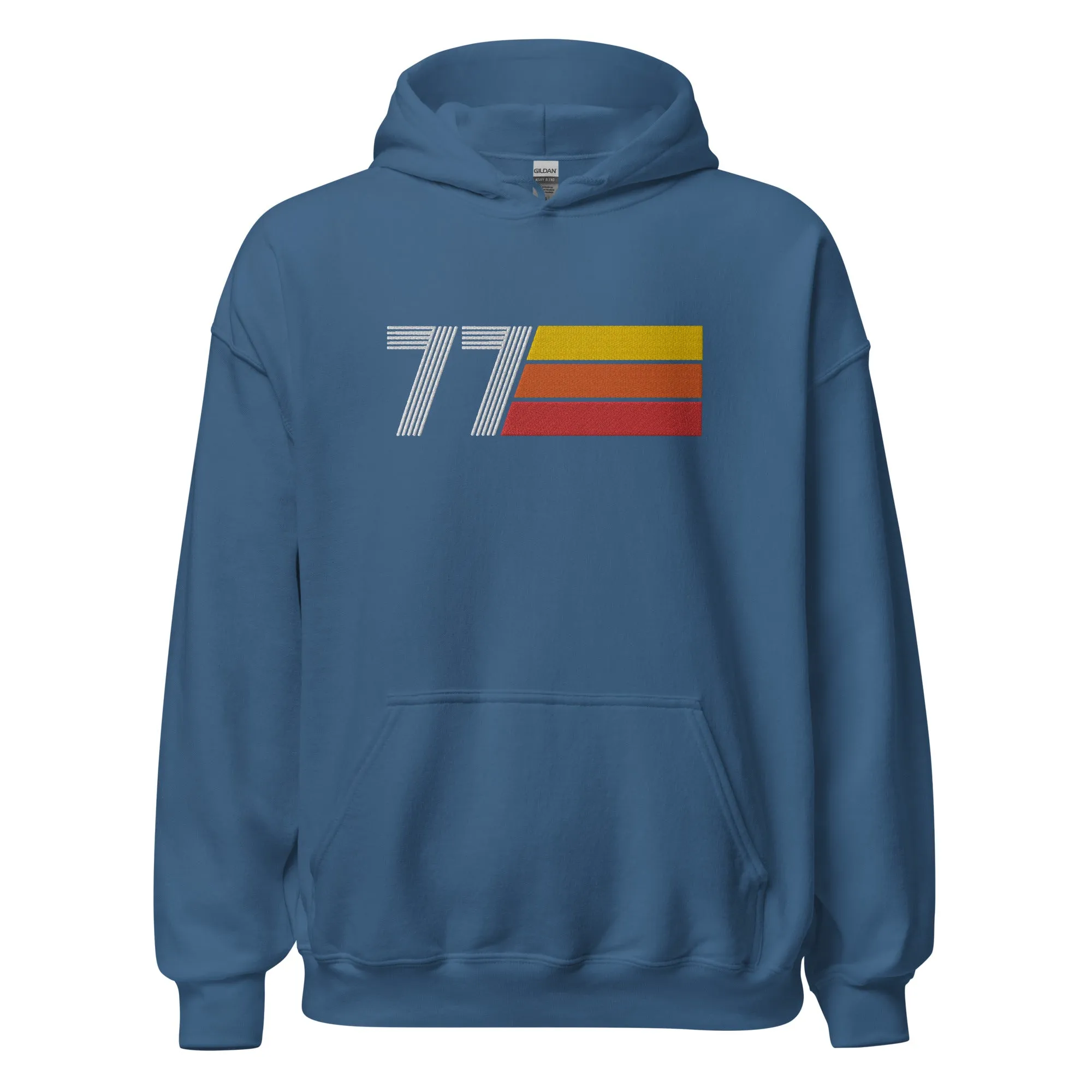 77 - Retro Tri-Line Large Embroidery Unisex Hoodie