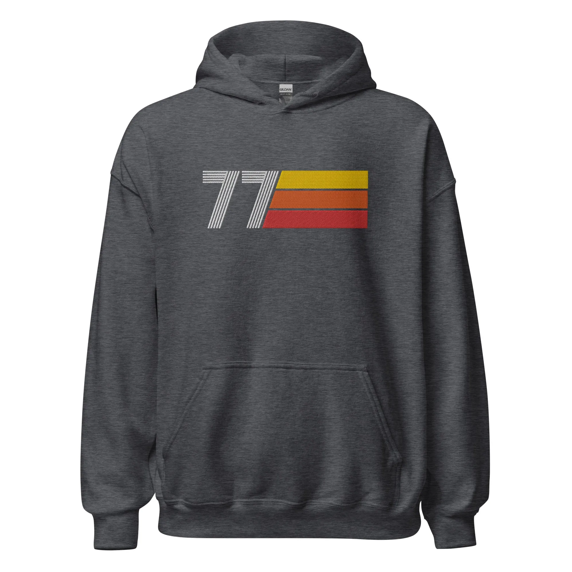77 - Retro Tri-Line Large Embroidery Unisex Hoodie