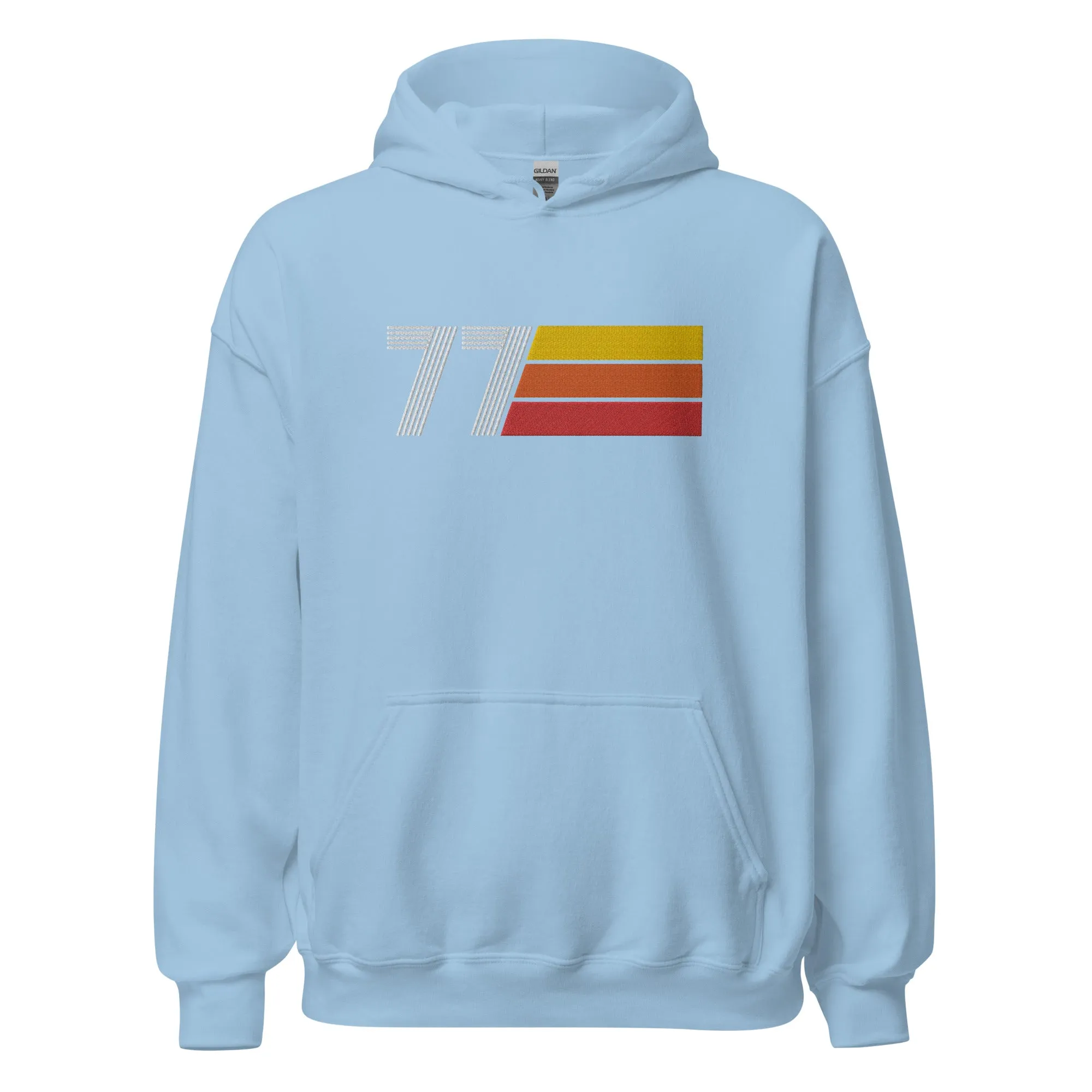 77 - Retro Tri-Line Large Embroidery Unisex Hoodie