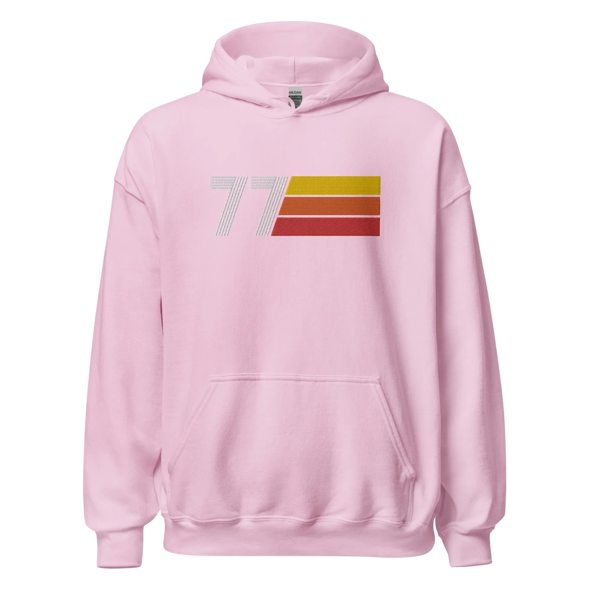 77 - Retro Tri-Line Large Embroidery Unisex Hoodie