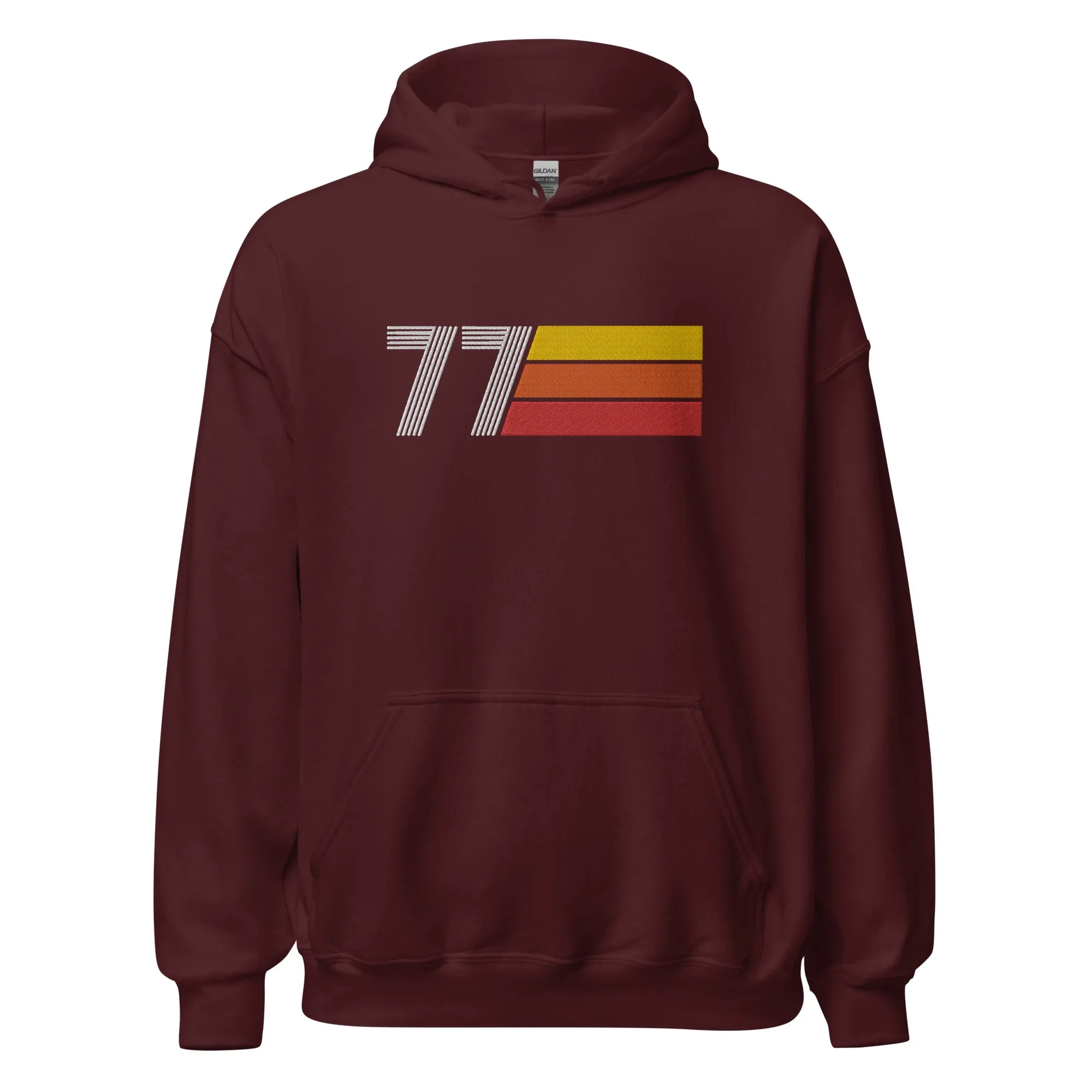 77 - Retro Tri-Line Large Embroidery Unisex Hoodie