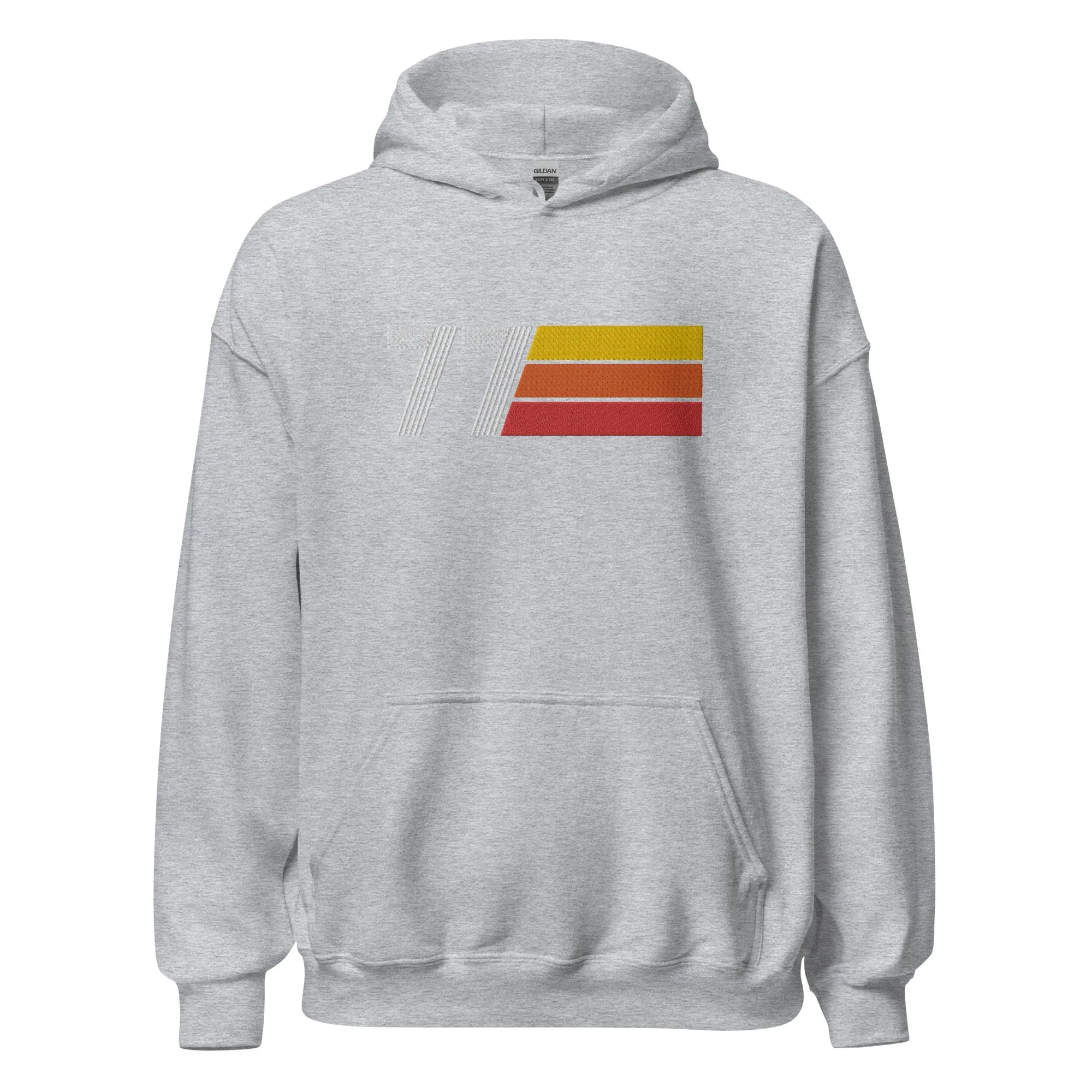 77 - Retro Tri-Line Large Embroidery Unisex Hoodie