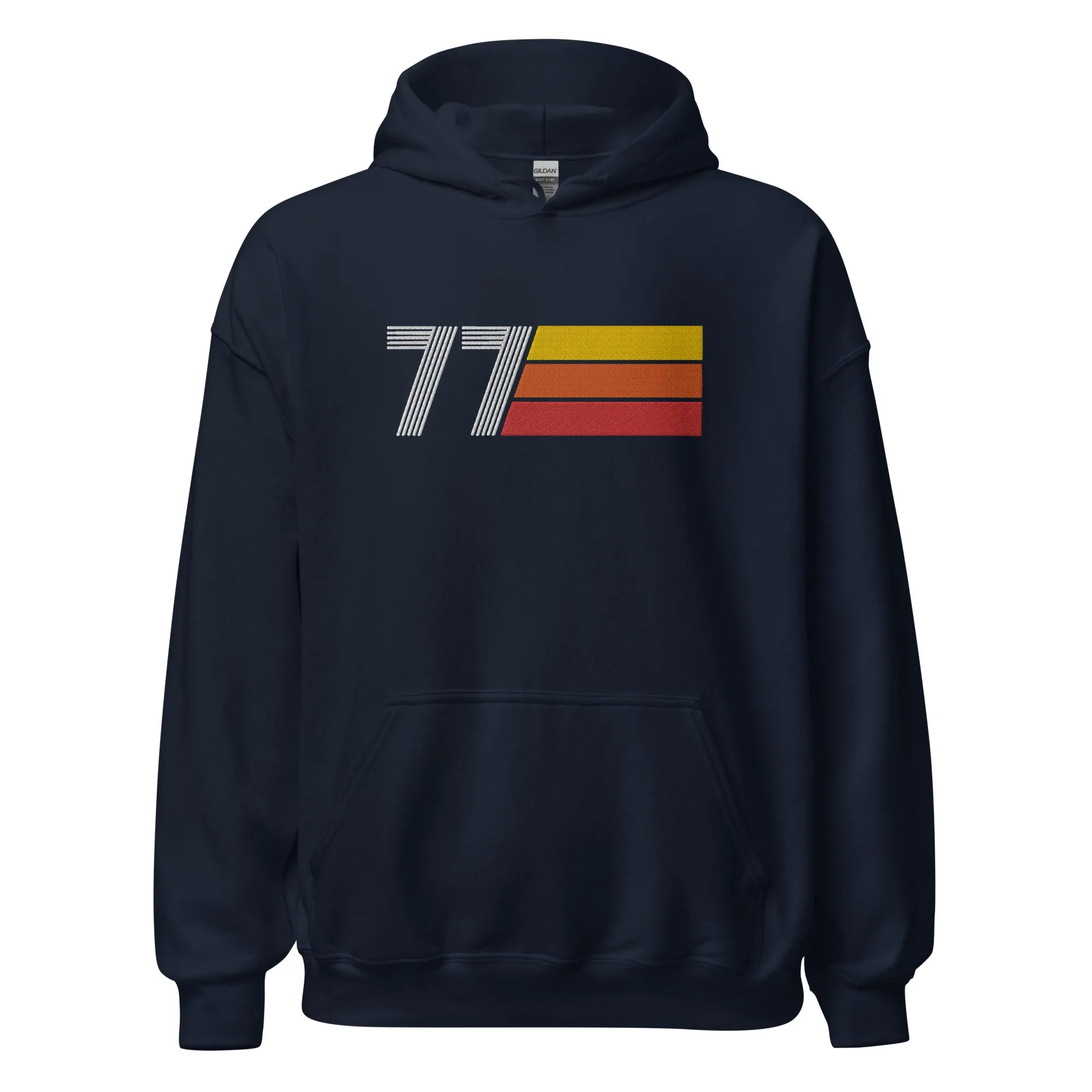 77 - Retro Tri-Line Large Embroidery Unisex Hoodie