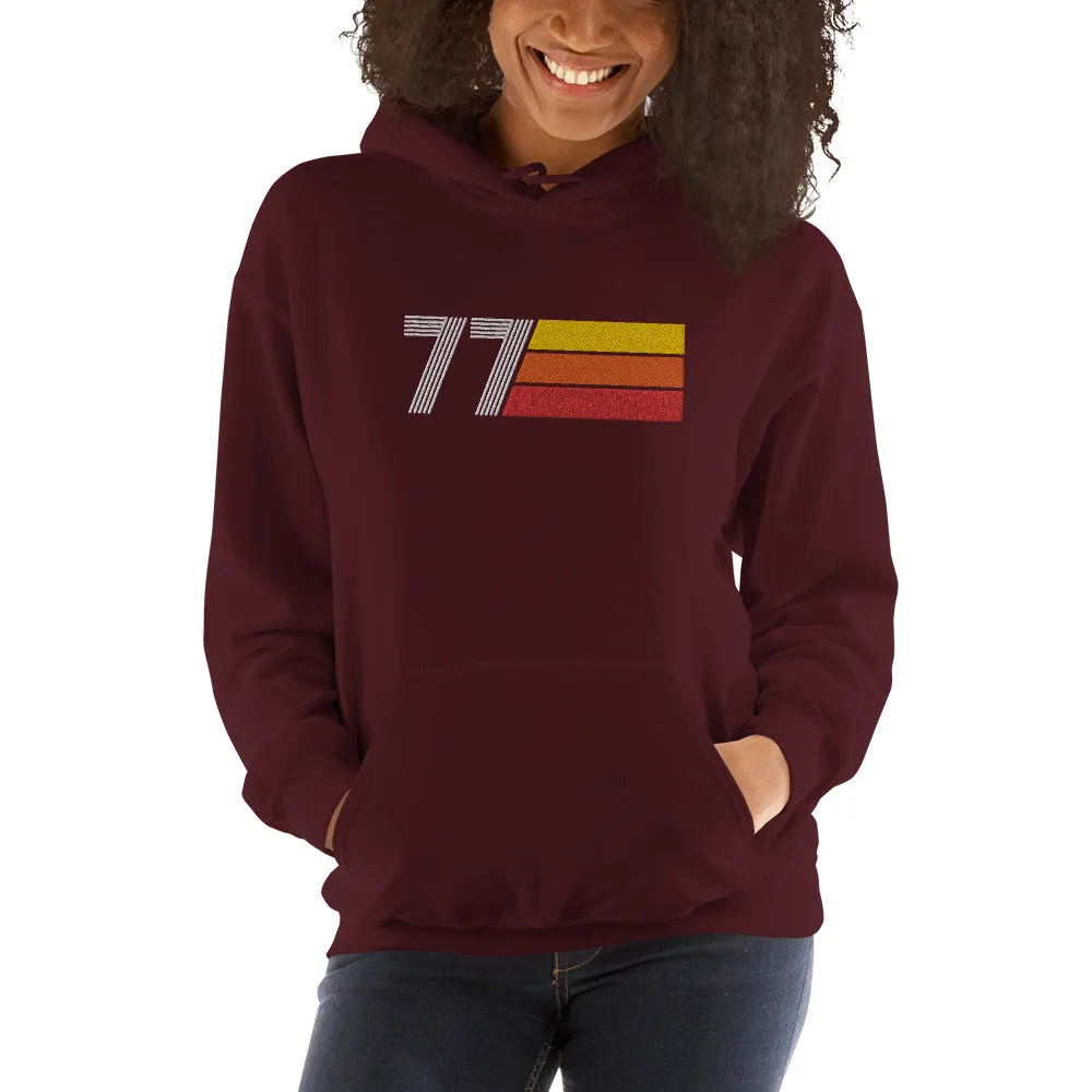 77 - Retro Tri-Line Large Embroidery Unisex Hoodie