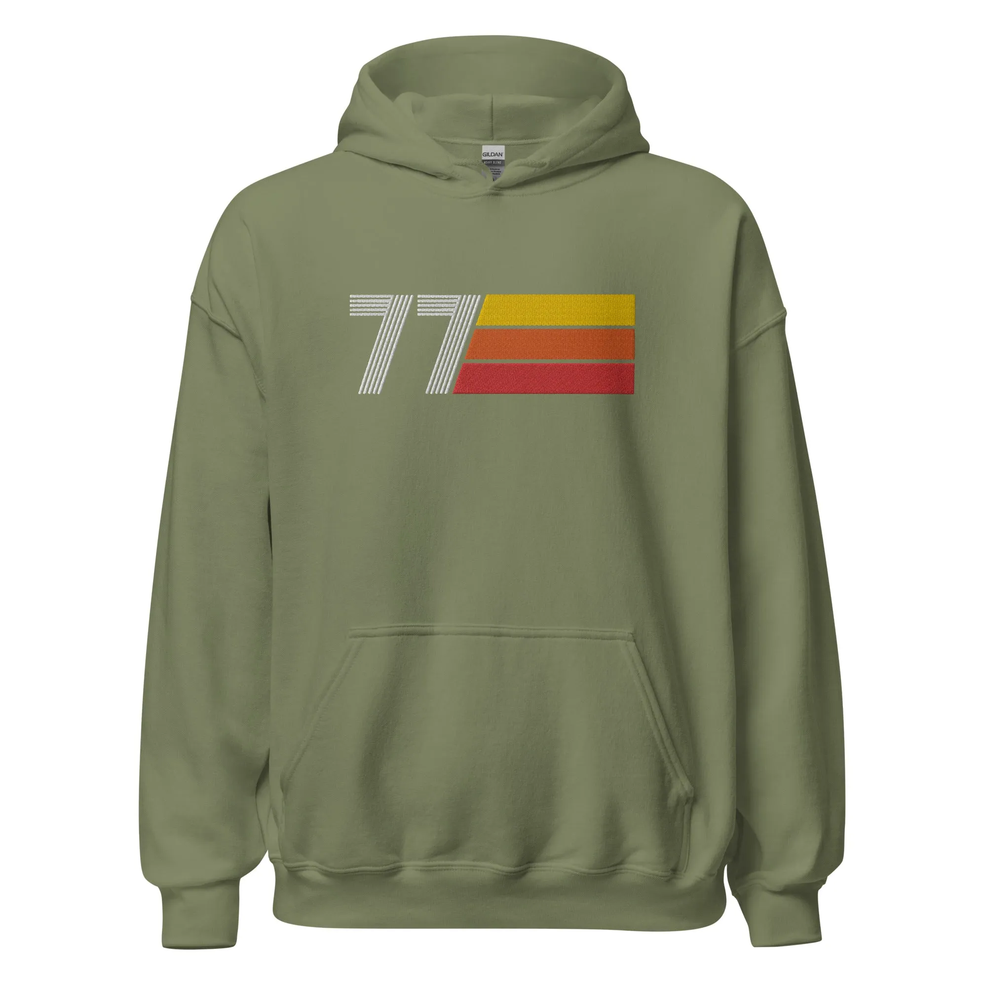 77 - Retro Tri-Line Large Embroidery Unisex Hoodie