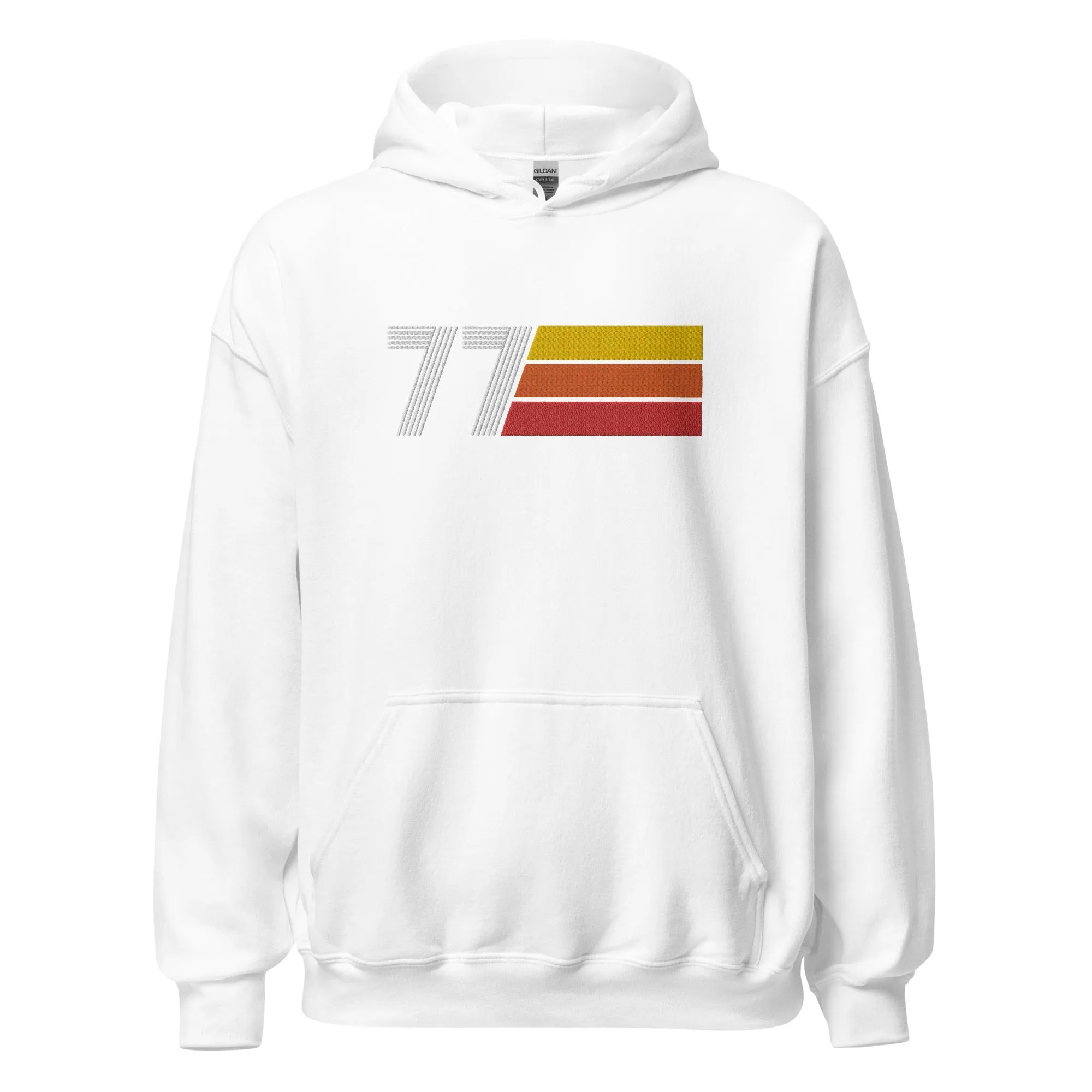 77 - Retro Tri-Line Large Embroidery Unisex Hoodie