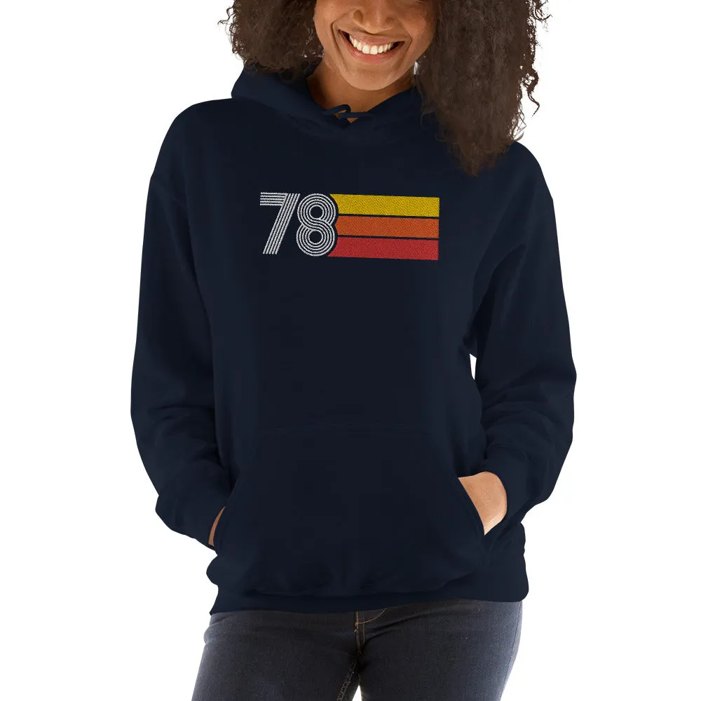 78 - Retro Tri-Line Large Embroidery Unisex Hoodie