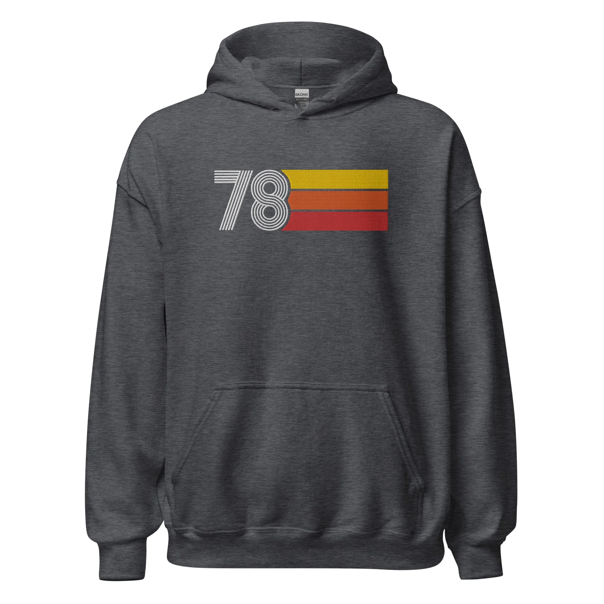 78 - Retro Tri-Line Large Embroidery Unisex Hoodie