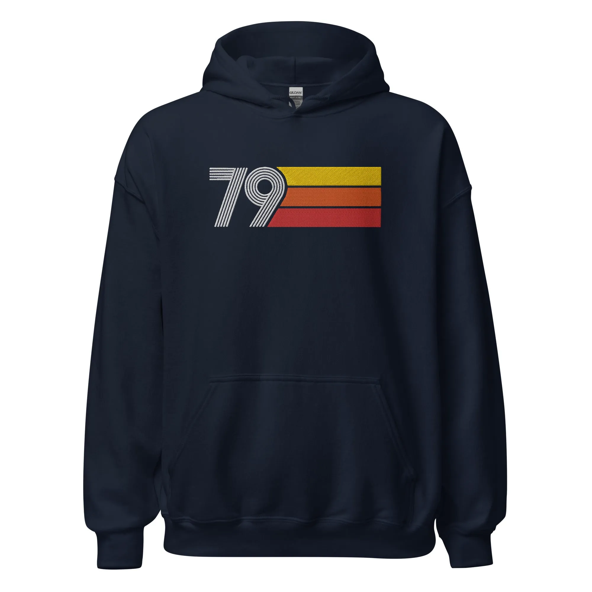 79 - Retro Tri-Line Large Embroidery Unisex Hoodie