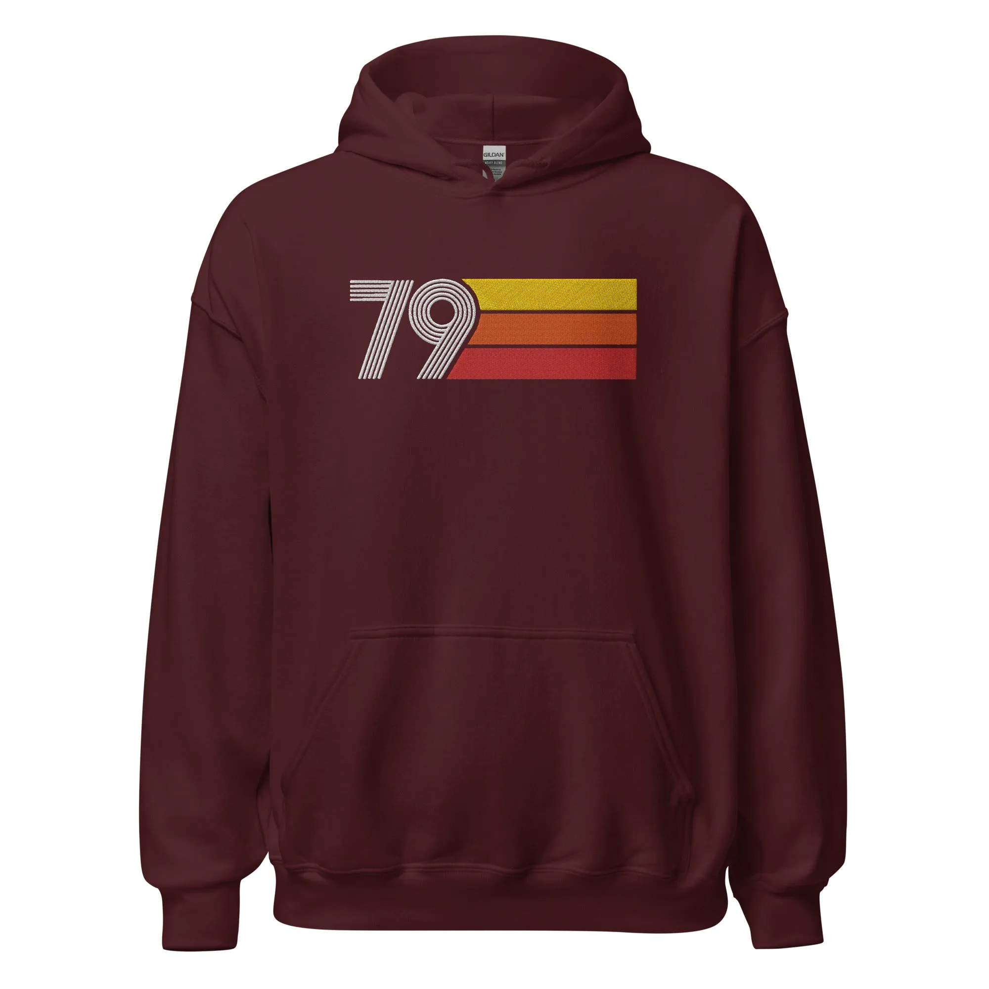 79 - Retro Tri-Line Large Embroidery Unisex Hoodie