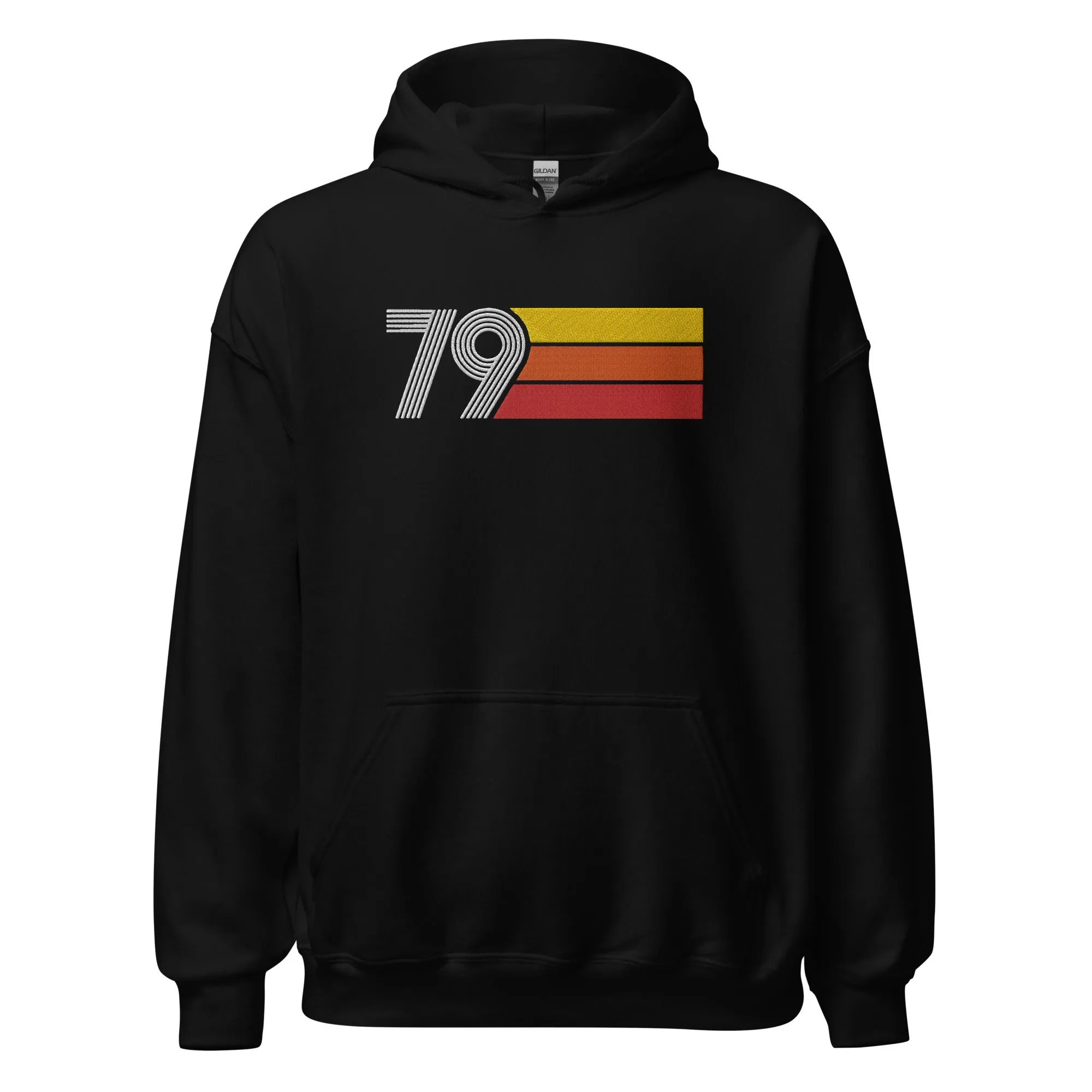 79 - Retro Tri-Line Large Embroidery Unisex Hoodie
