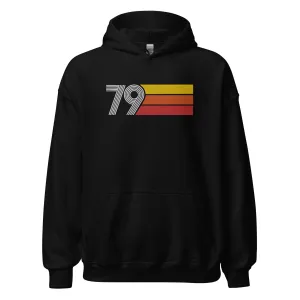 79 - Retro Tri-Line Large Embroidery Unisex Hoodie