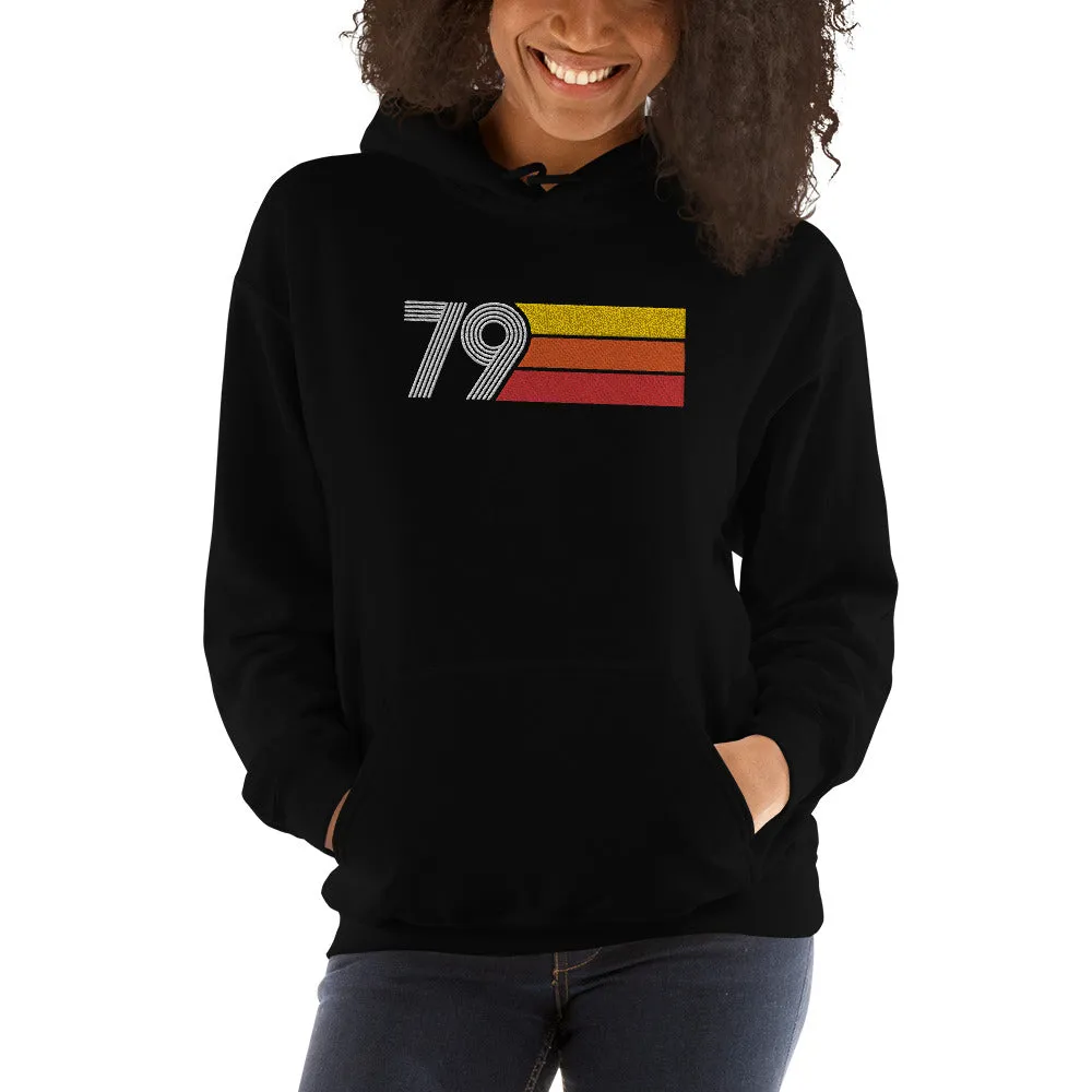 79 - Retro Tri-Line Large Embroidery Unisex Hoodie