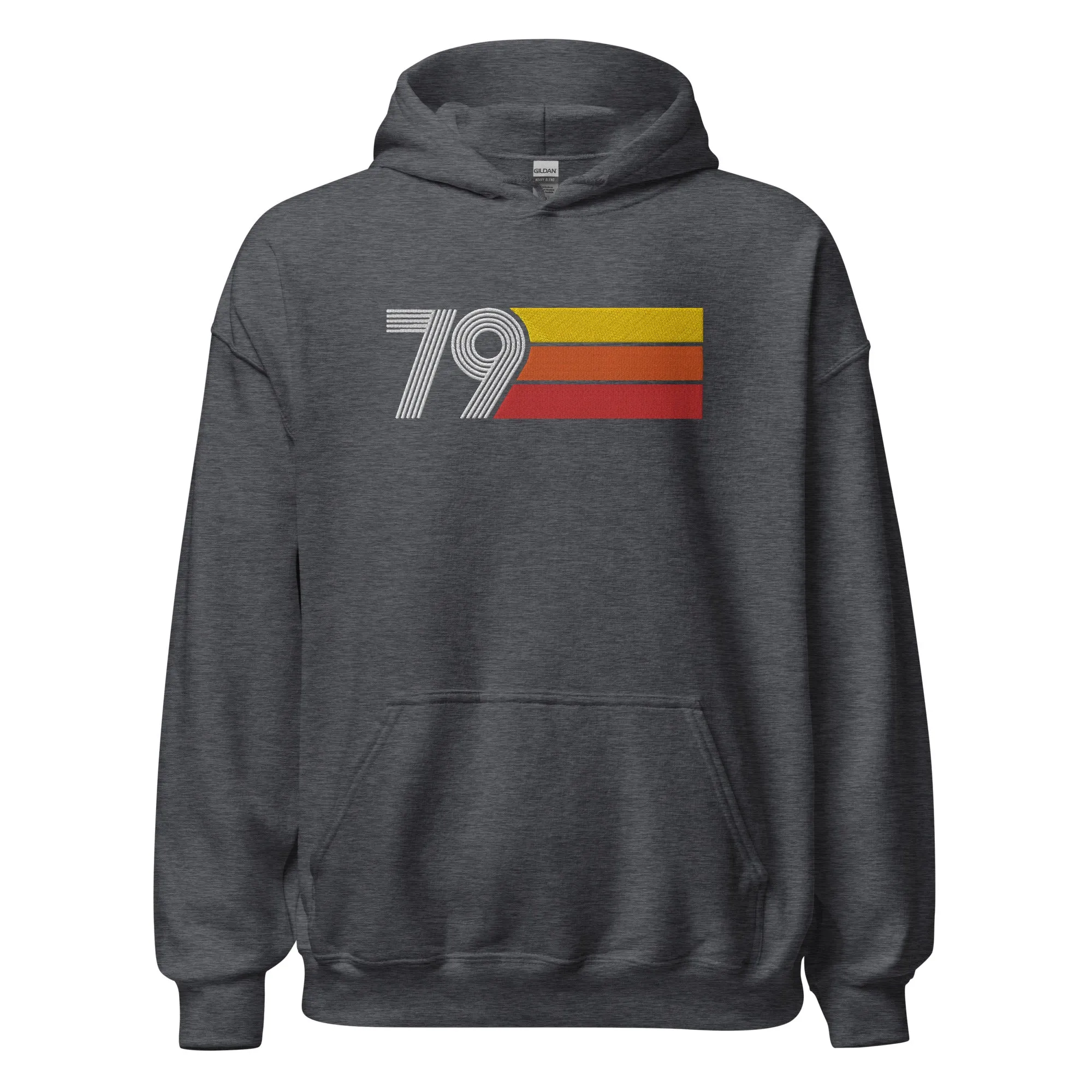 79 - Retro Tri-Line Large Embroidery Unisex Hoodie