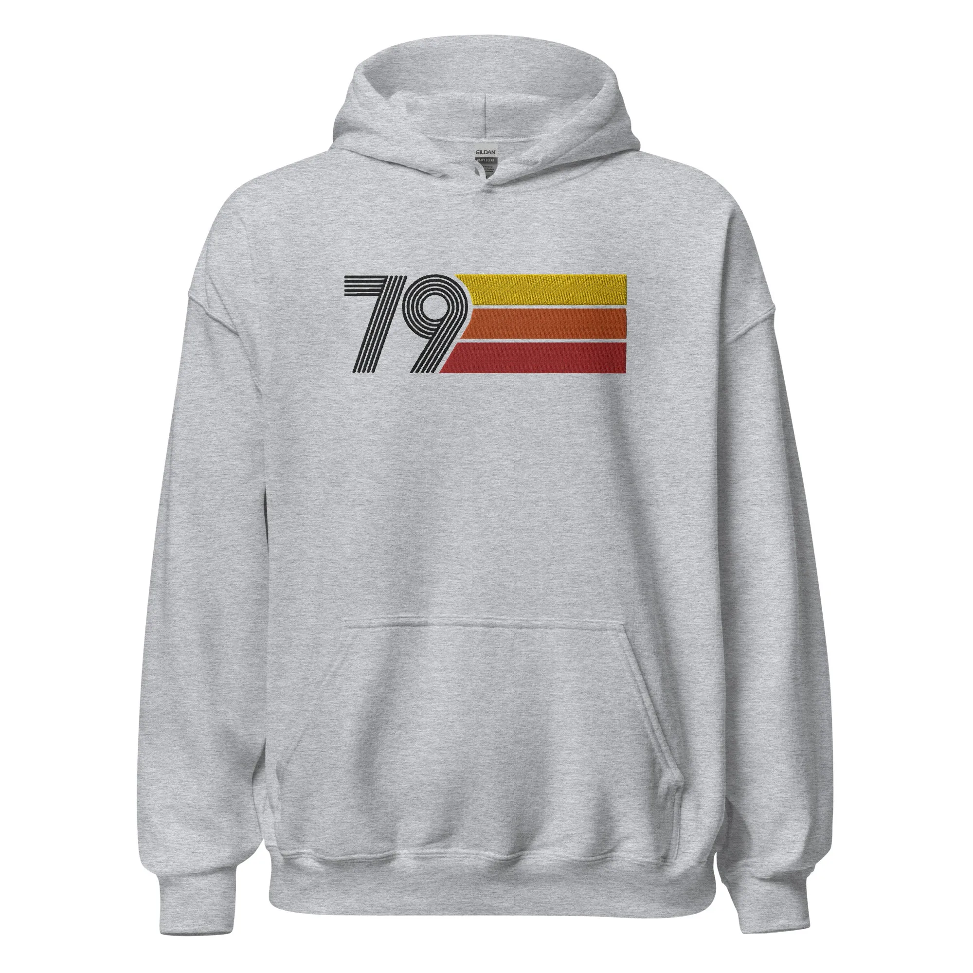 79 - Retro Tri-Line Large Embroidery Unisex Hoodie