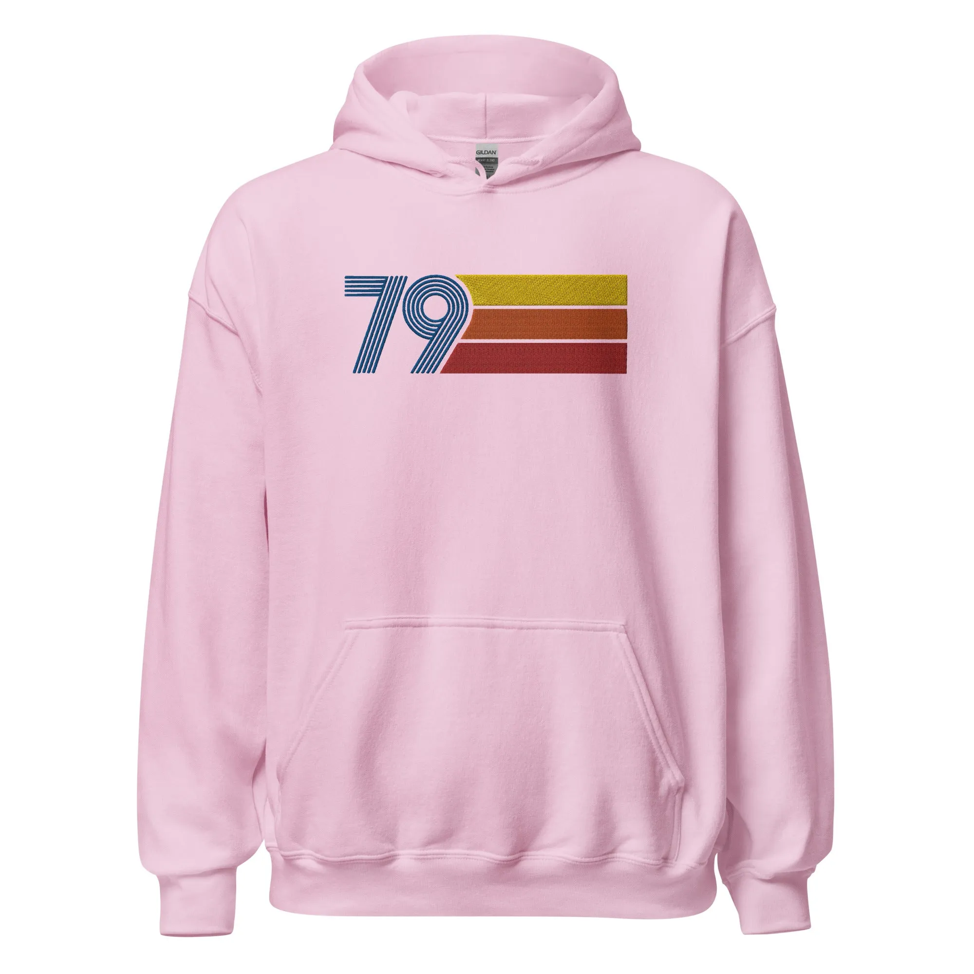 79 - Retro Tri-Line Large Embroidery Unisex Hoodie