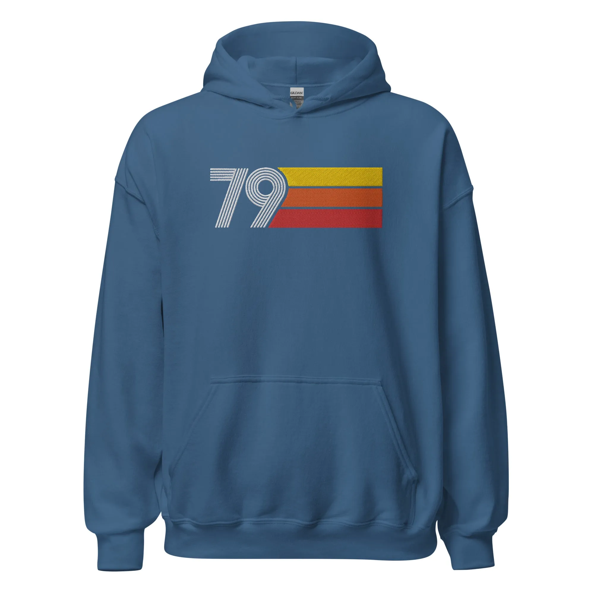 79 - Retro Tri-Line Large Embroidery Unisex Hoodie