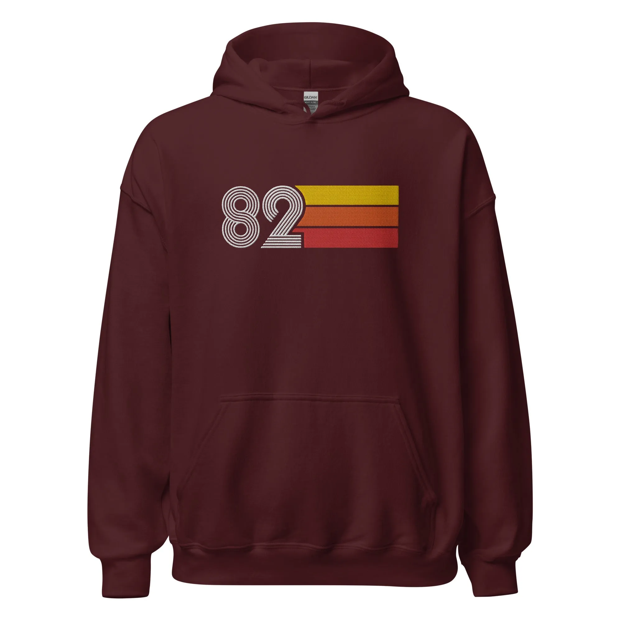 82 - Retro Tri-Line Large Embroidery Unisex Hoodie