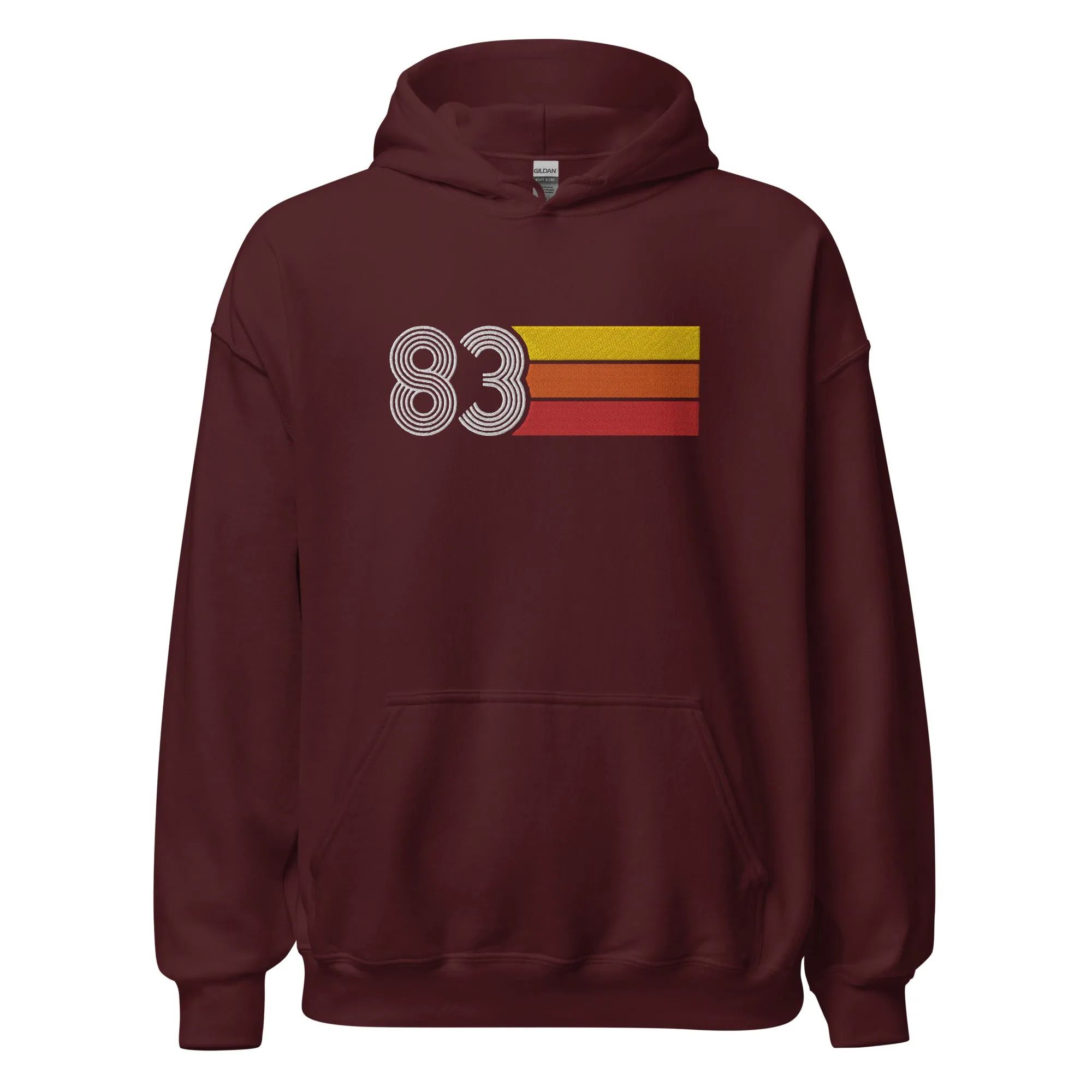 83 - Retro Tri-Line Large Embroidery Unisex Hoodie