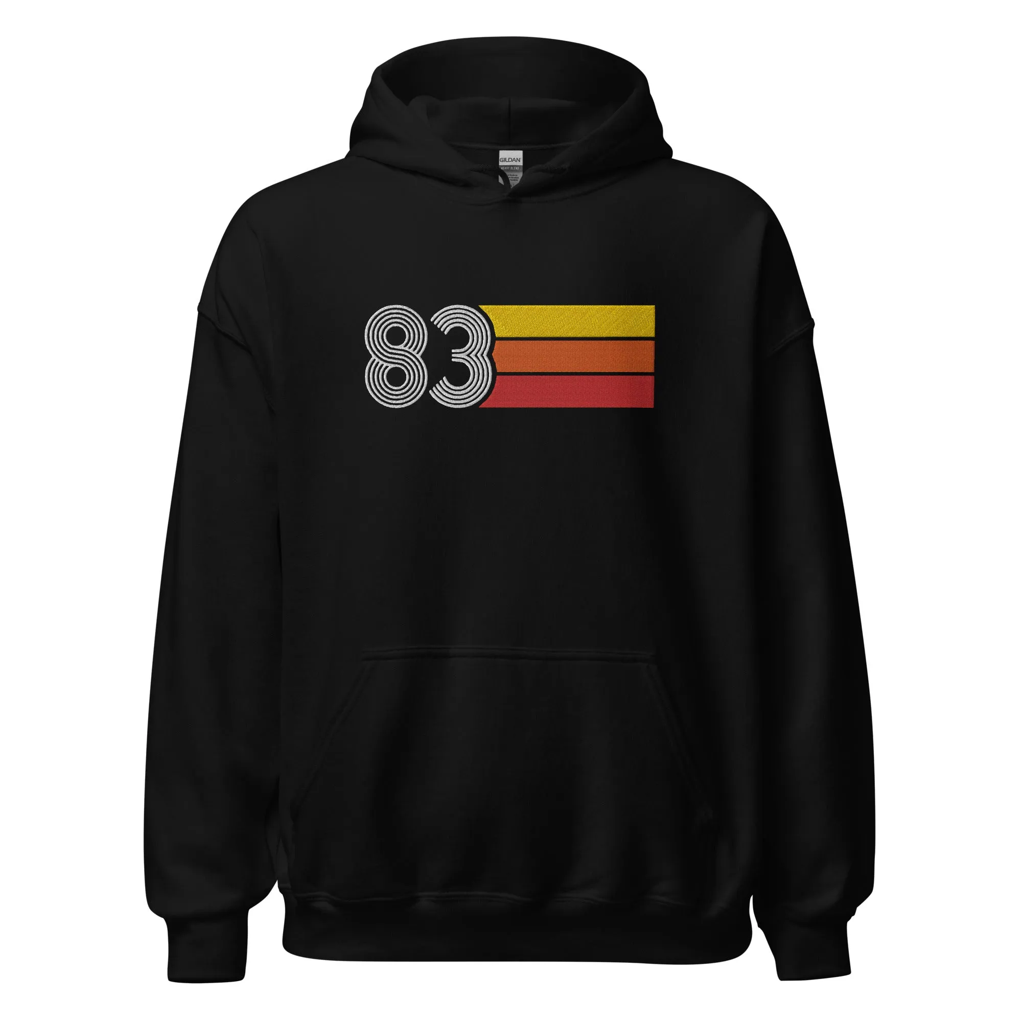 83 - Retro Tri-Line Large Embroidery Unisex Hoodie