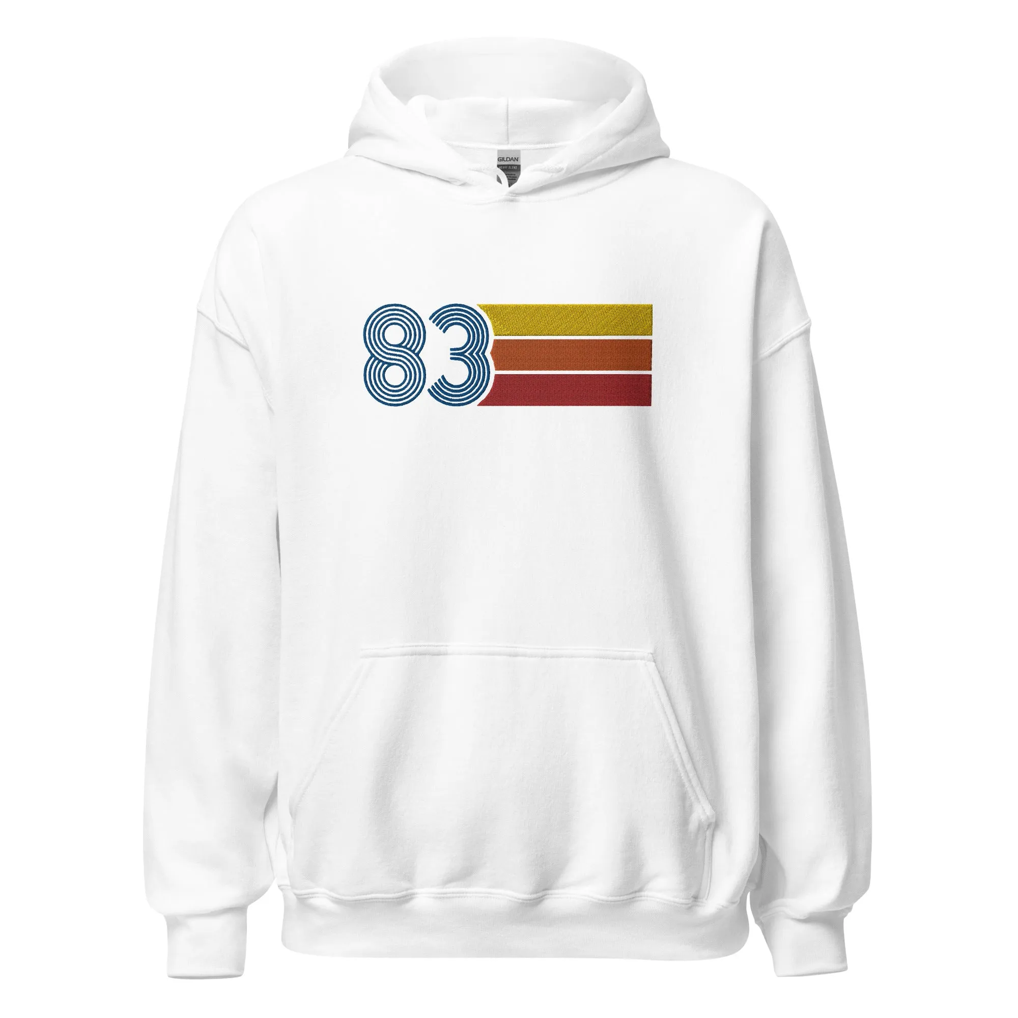 83 - Retro Tri-Line Large Embroidery Unisex Hoodie