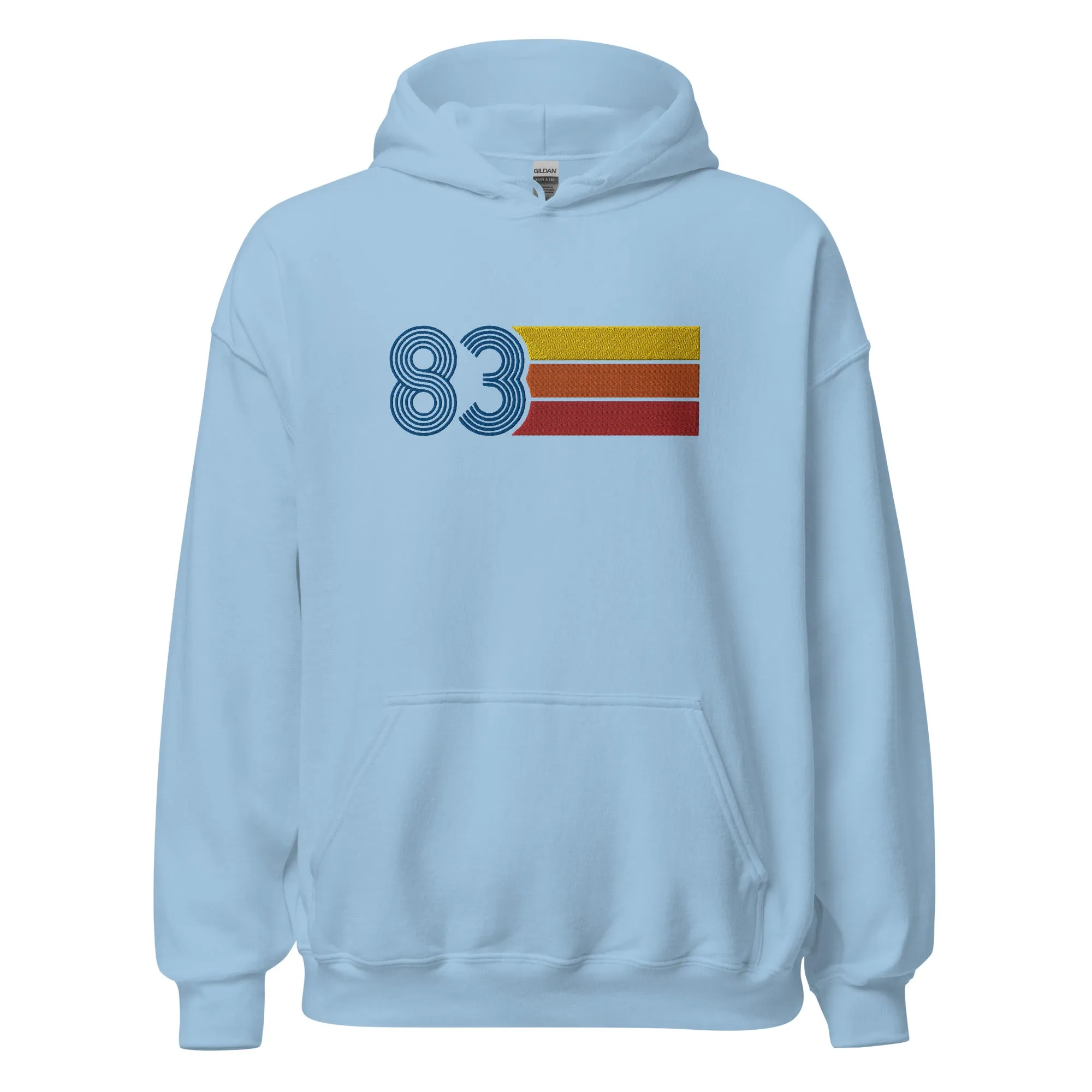 83 - Retro Tri-Line Large Embroidery Unisex Hoodie